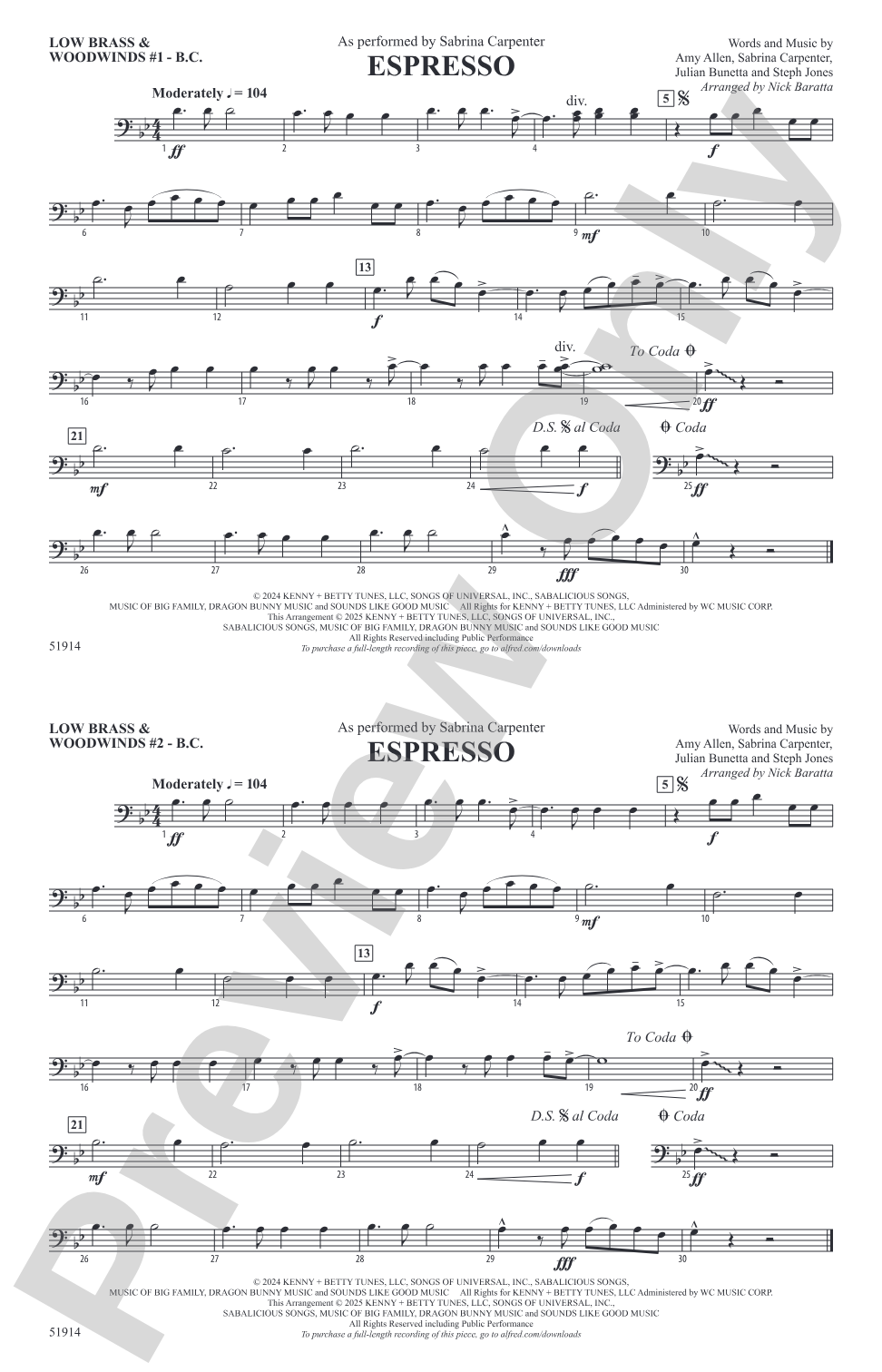 Espresso: Low Brass & Woodwinds #1 - Bass Clef