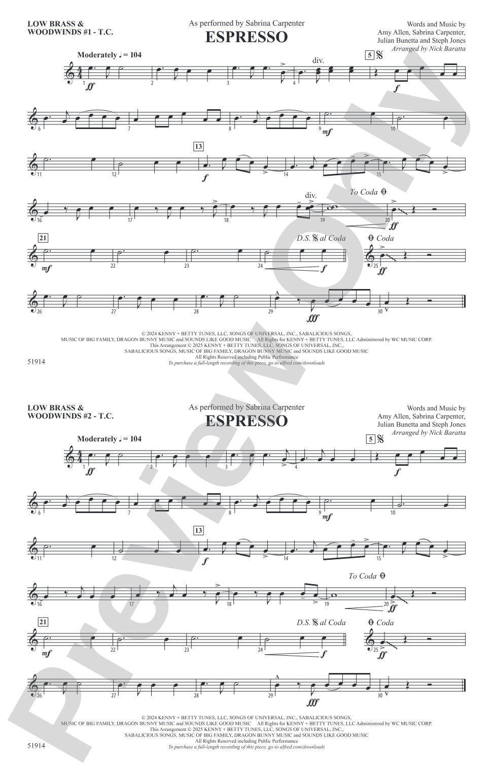 Espresso: Low Brass & Woodwinds #1 - Treble Clef