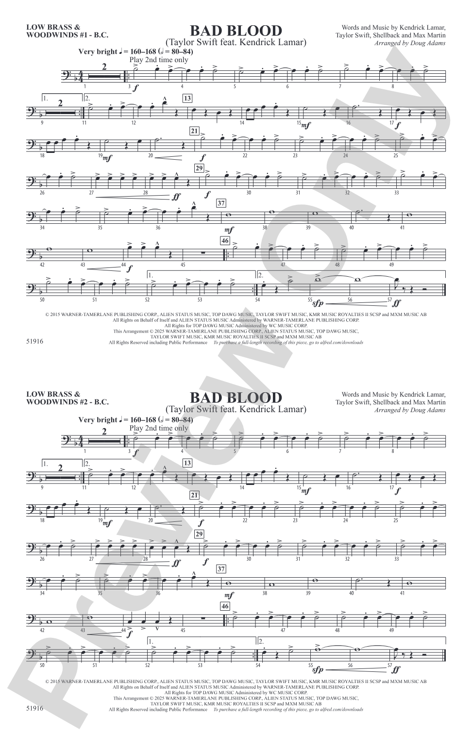 Bad Blood: Low Brass & Woodwinds #1 - Bass Clef