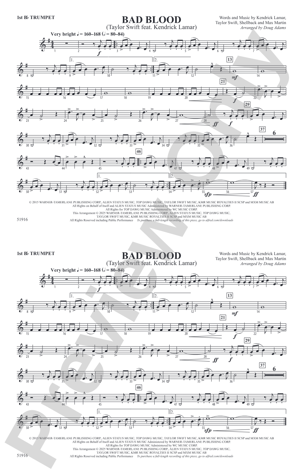 Bad Blood: 1st B-flat Trumpet