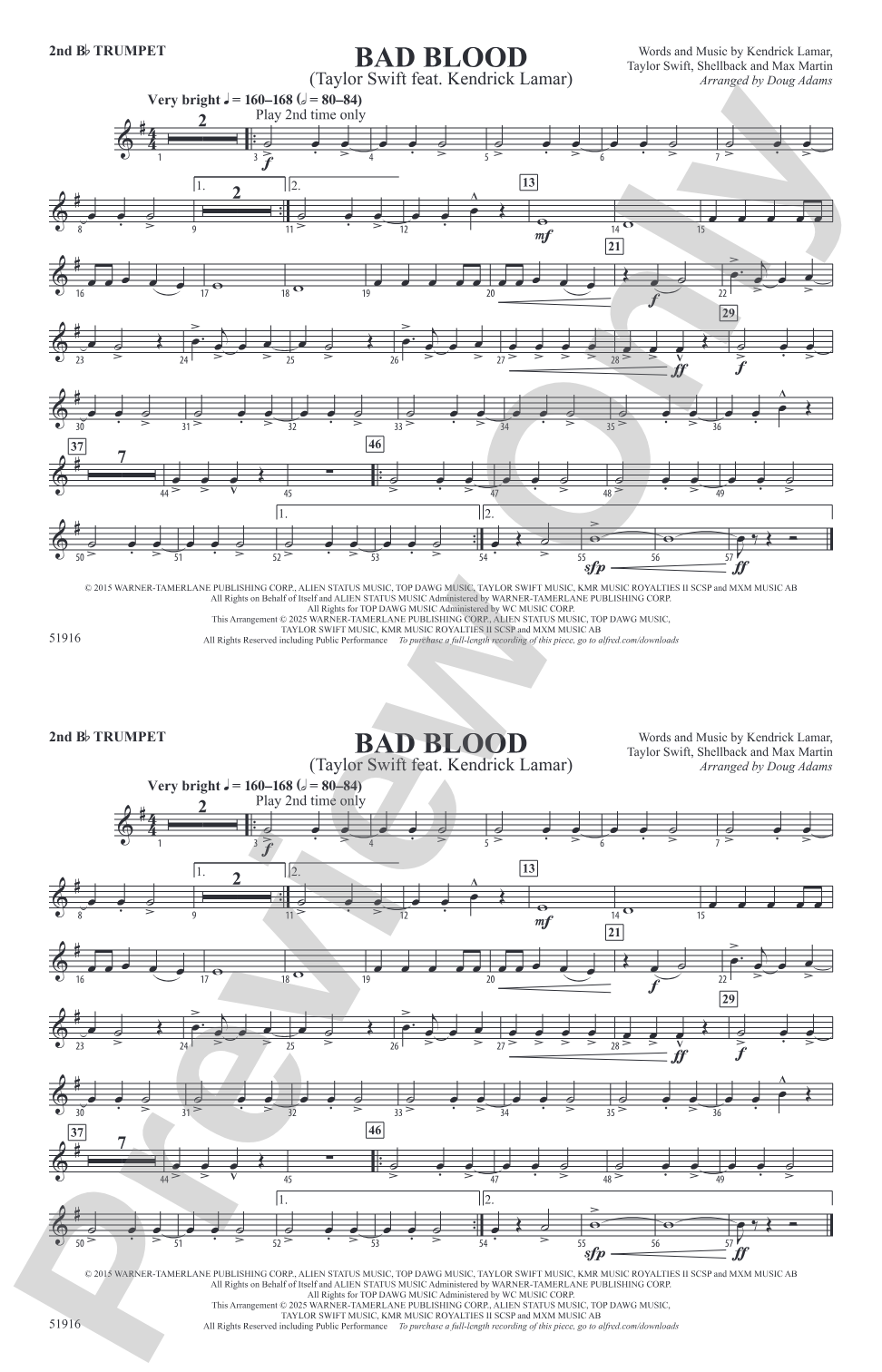 Bad Blood: 2nd B-flat Trumpet