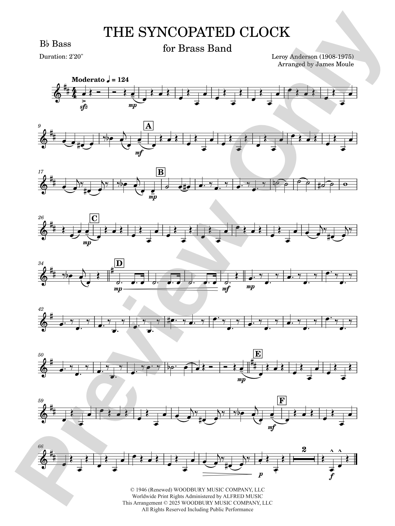 The Syncopated Clock: B-flat Bass