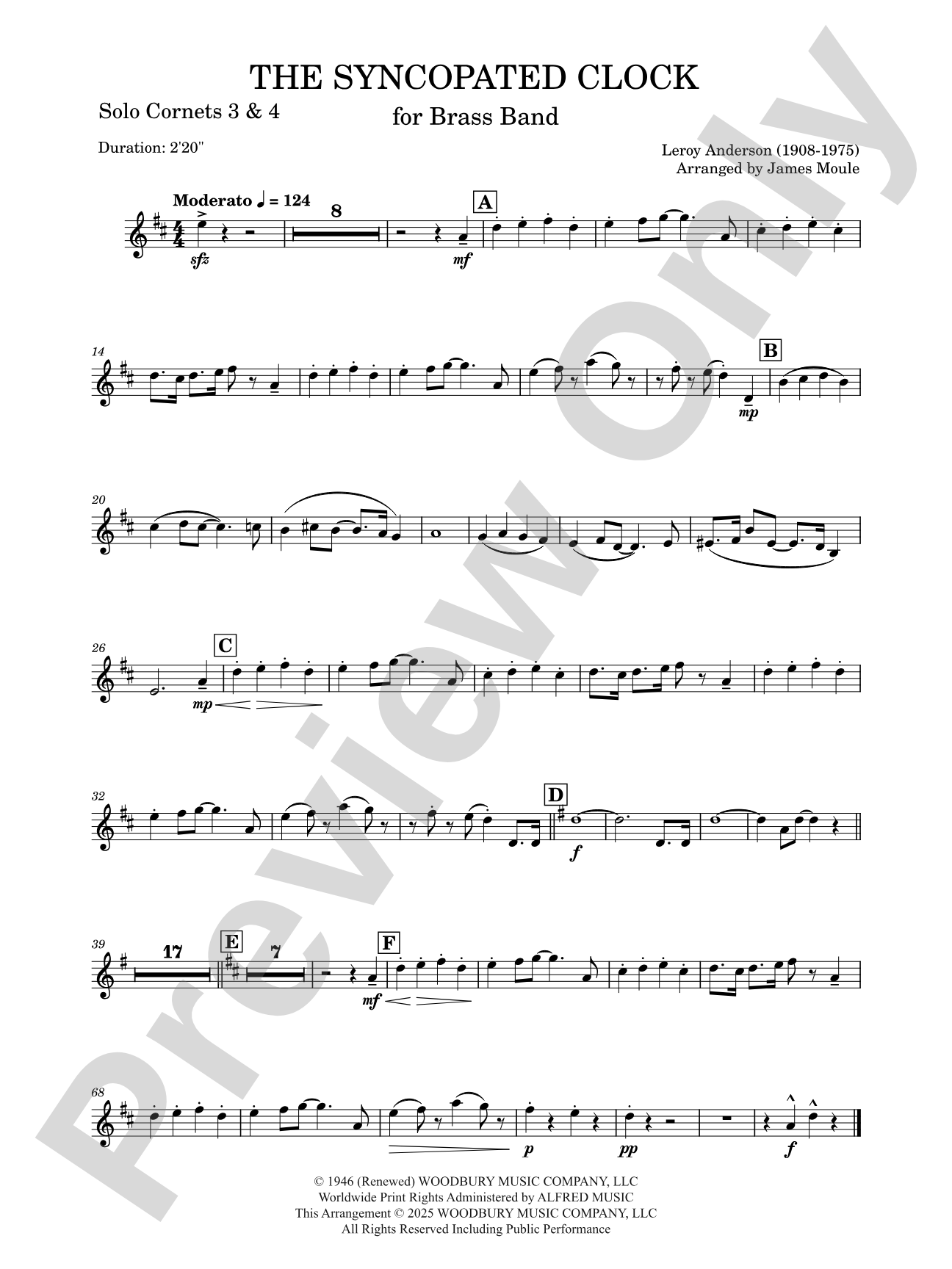 The Syncopated Clock: Solo Cornets 3 & 4
