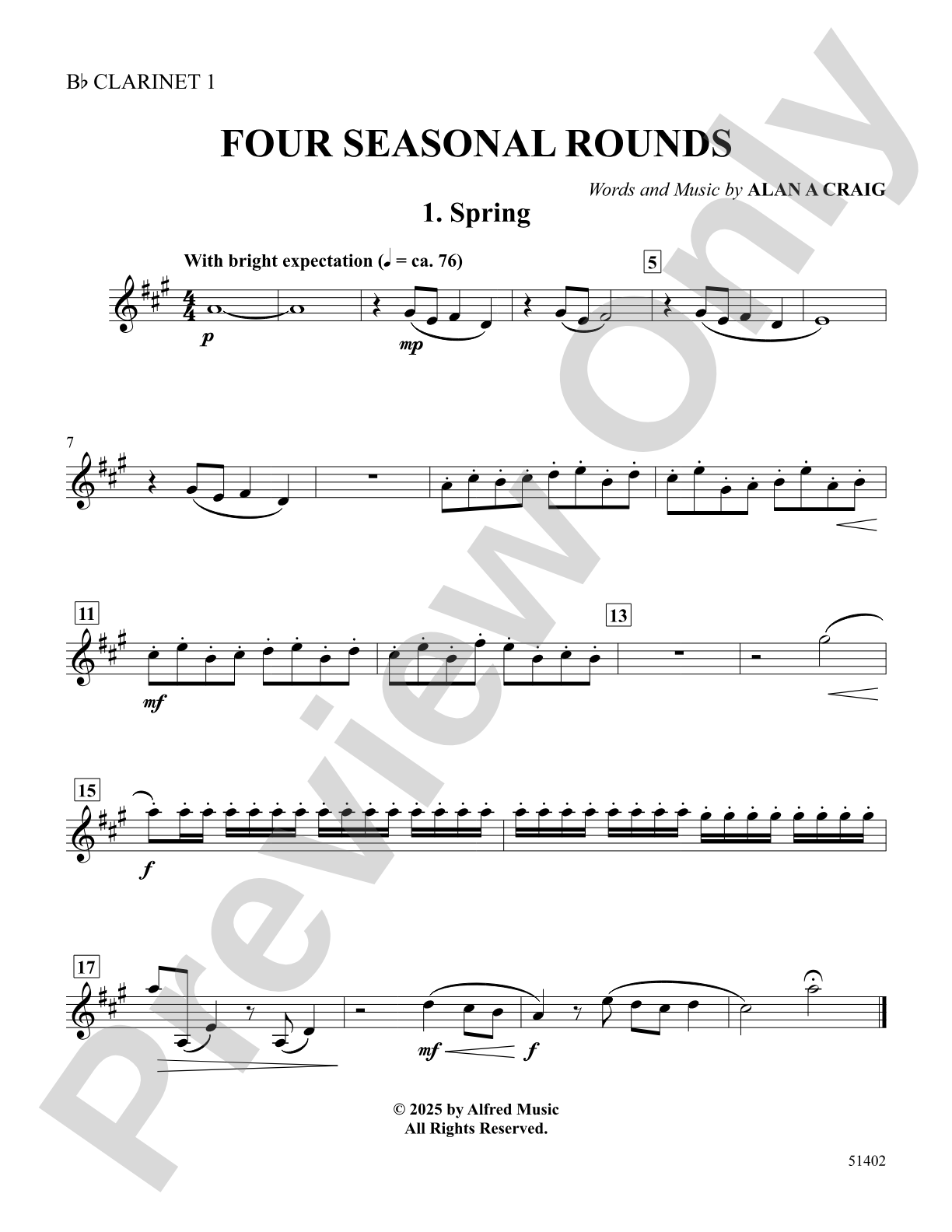 Four Seasonal Rounds: 1st B-flat Clarinet