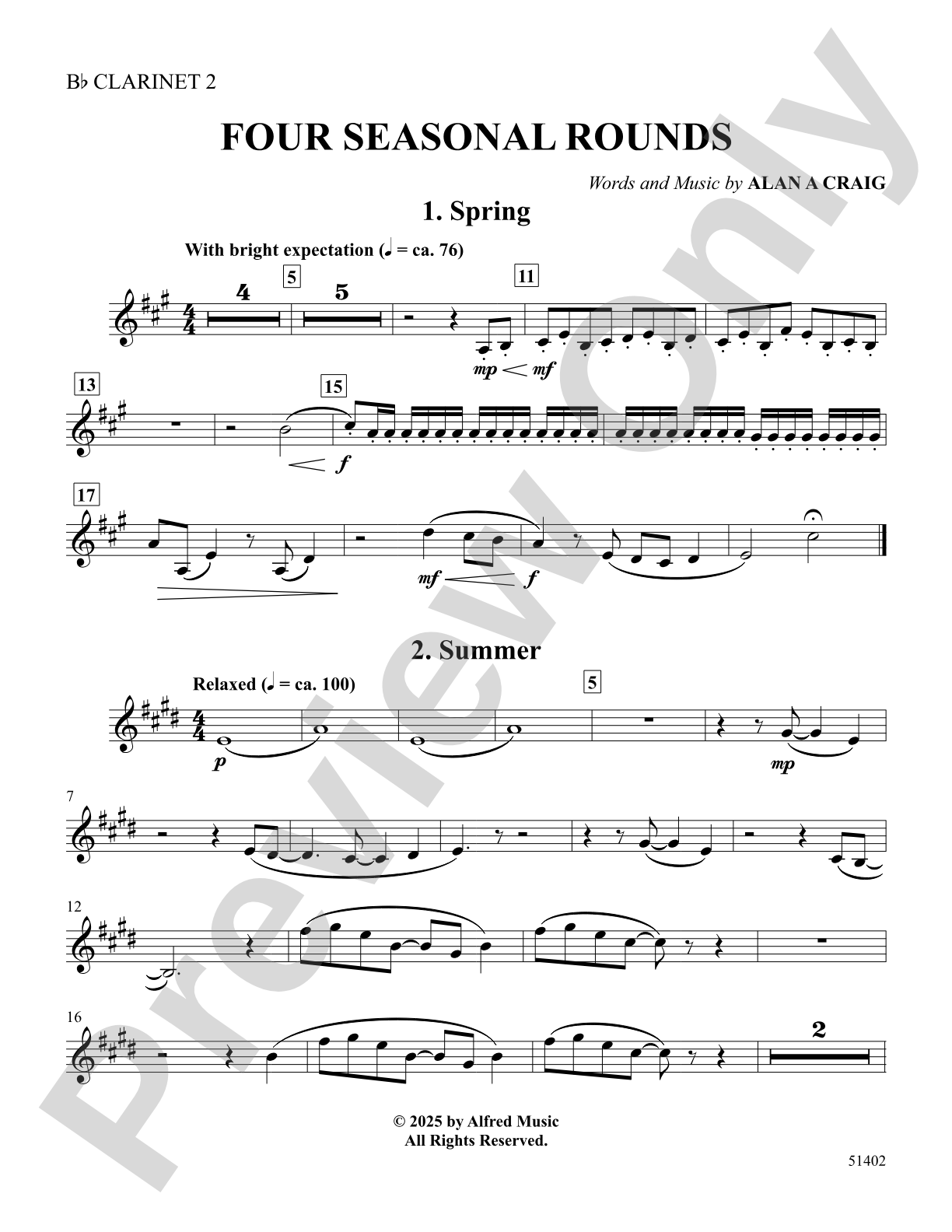 Four Seasonal Rounds: 2nd B-flat Clarinet