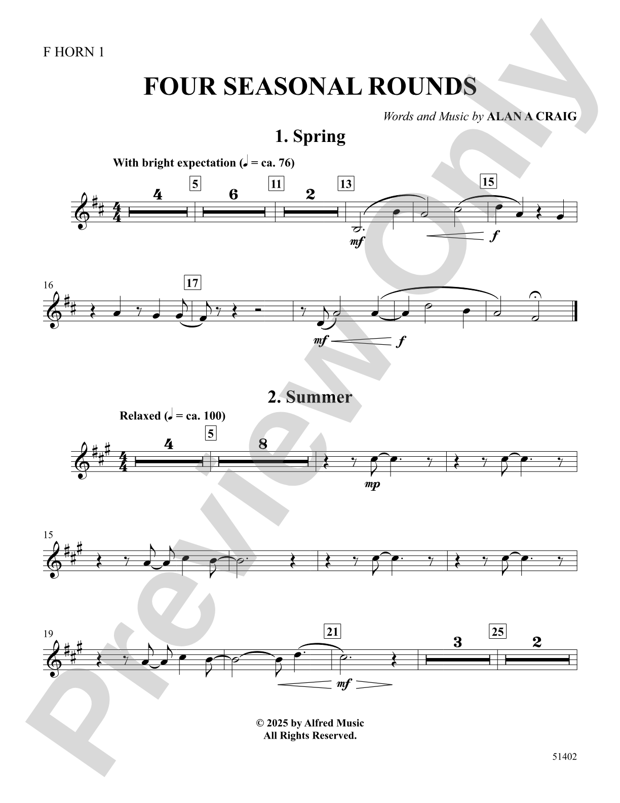 Four Seasonal Rounds: 1st F Horn