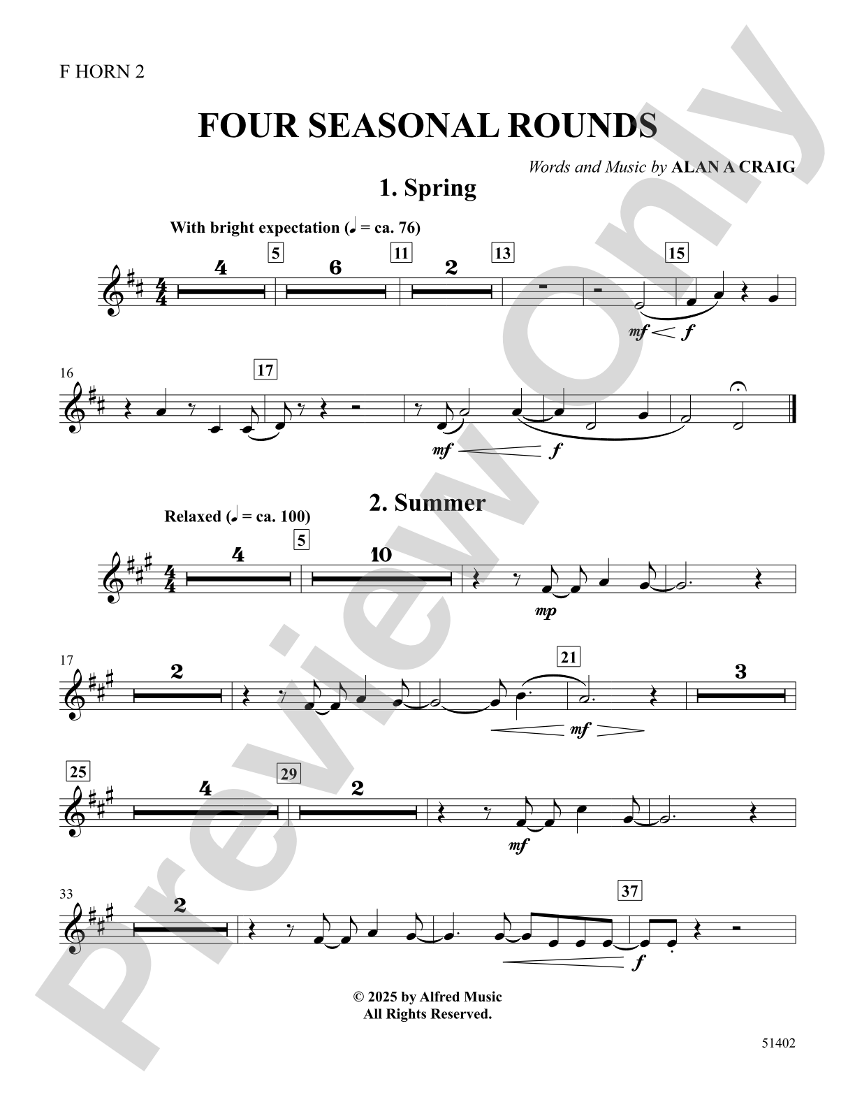 Four Seasonal Rounds: 2nd F Horn