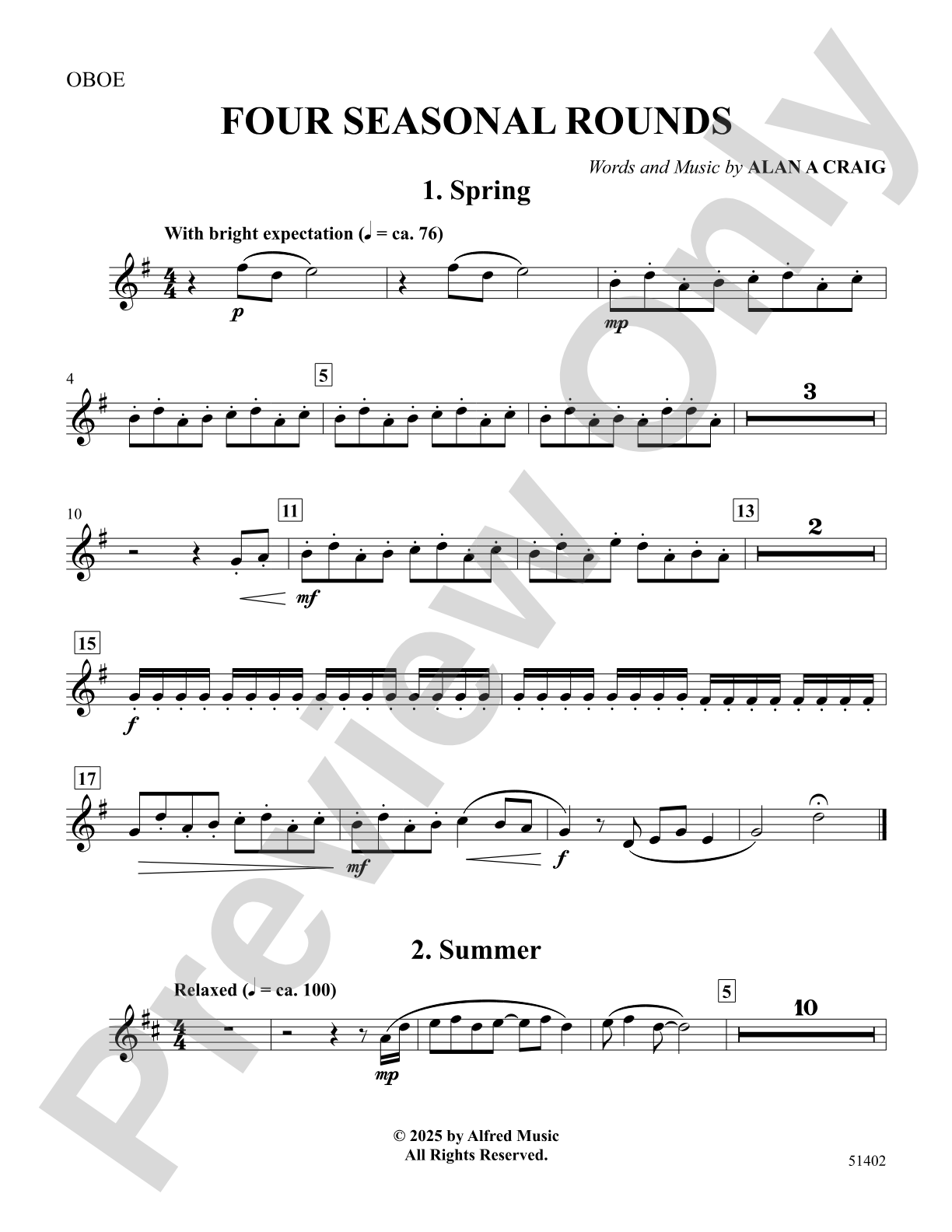 Four Seasonal Rounds: Oboe