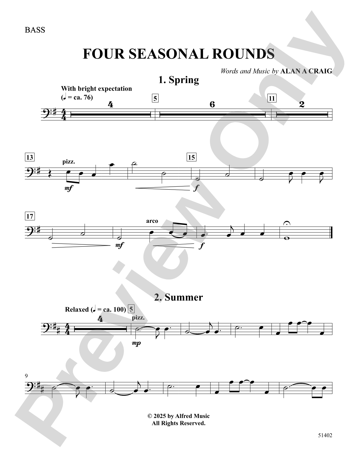 Four Seasonal Rounds: String Bass