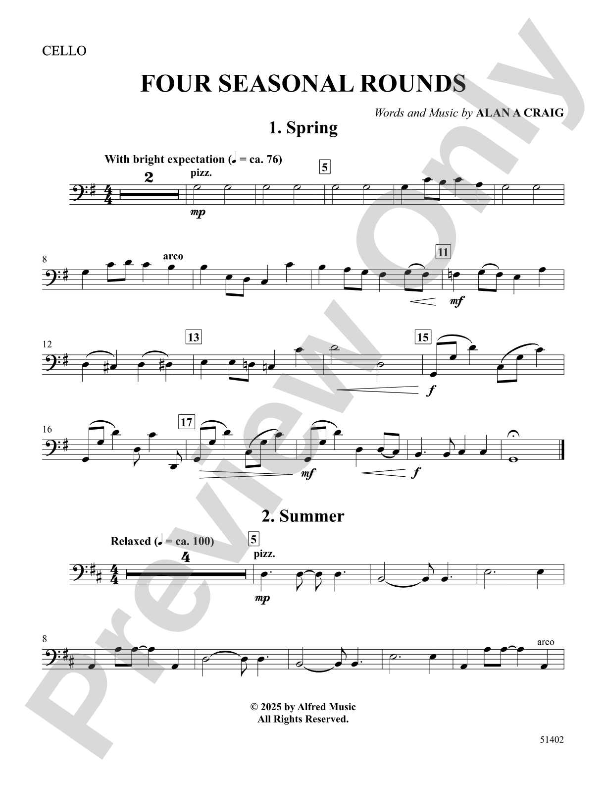 Four Seasonal Rounds: Cello