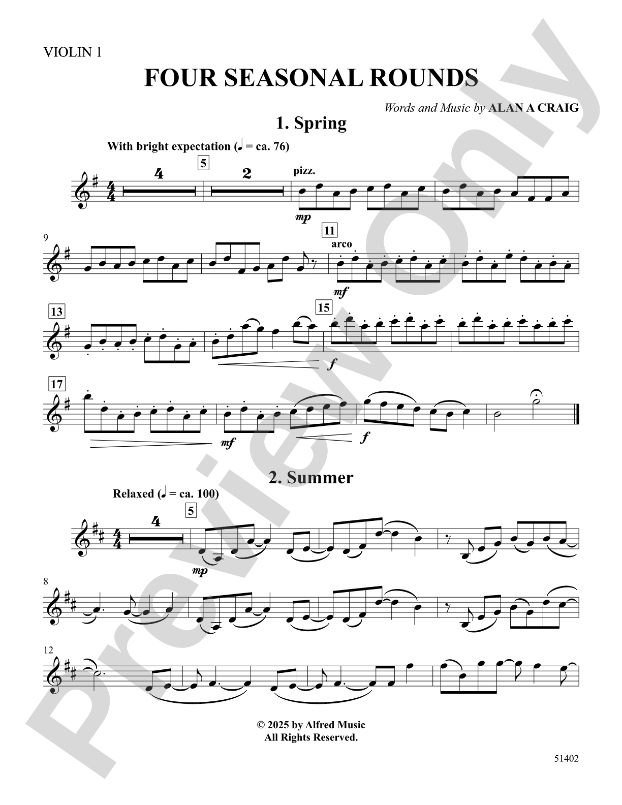 Four Seasonal Rounds: 1st Violin