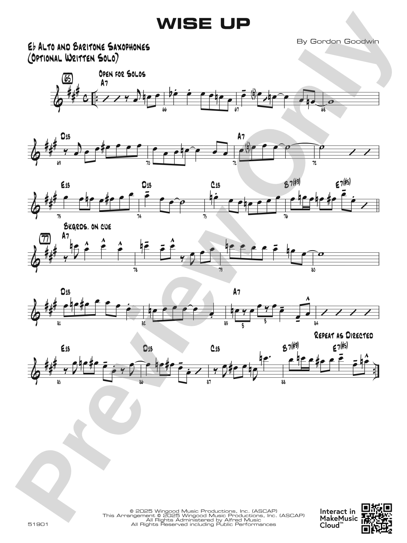 Wise Up: Optional Solo Eb