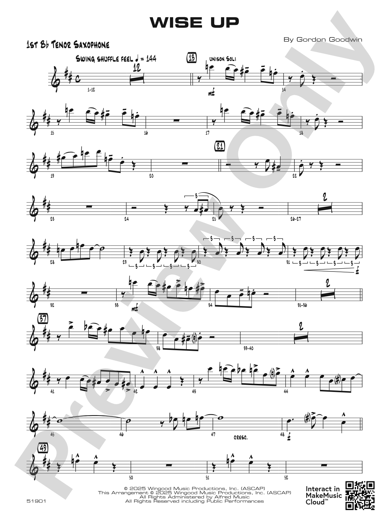 Wise Up: B-flat Tenor Saxophone