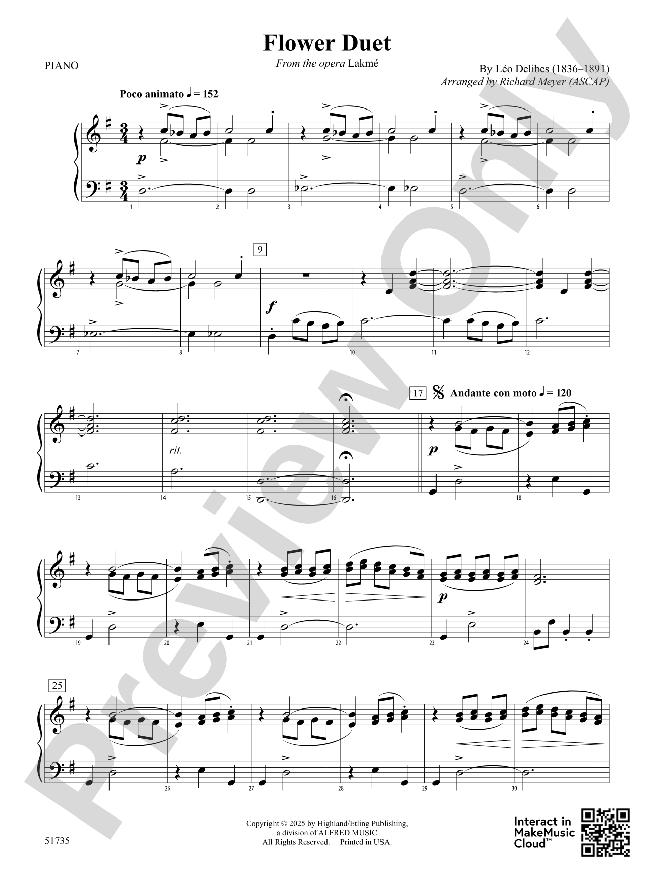 Flower Duet: Piano Accompaniment