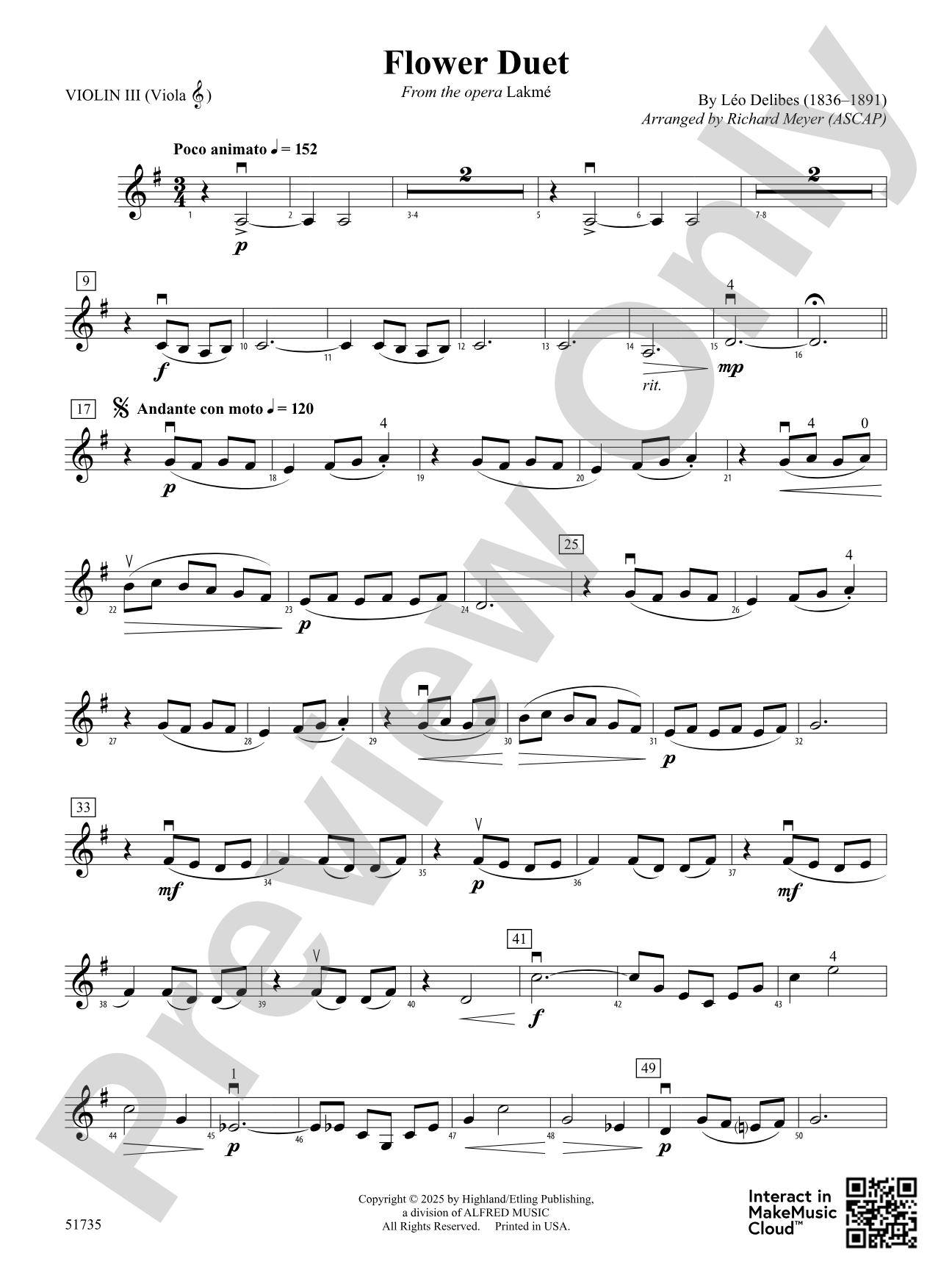 Flower Duet: 3rd Violin (Viola [TC])