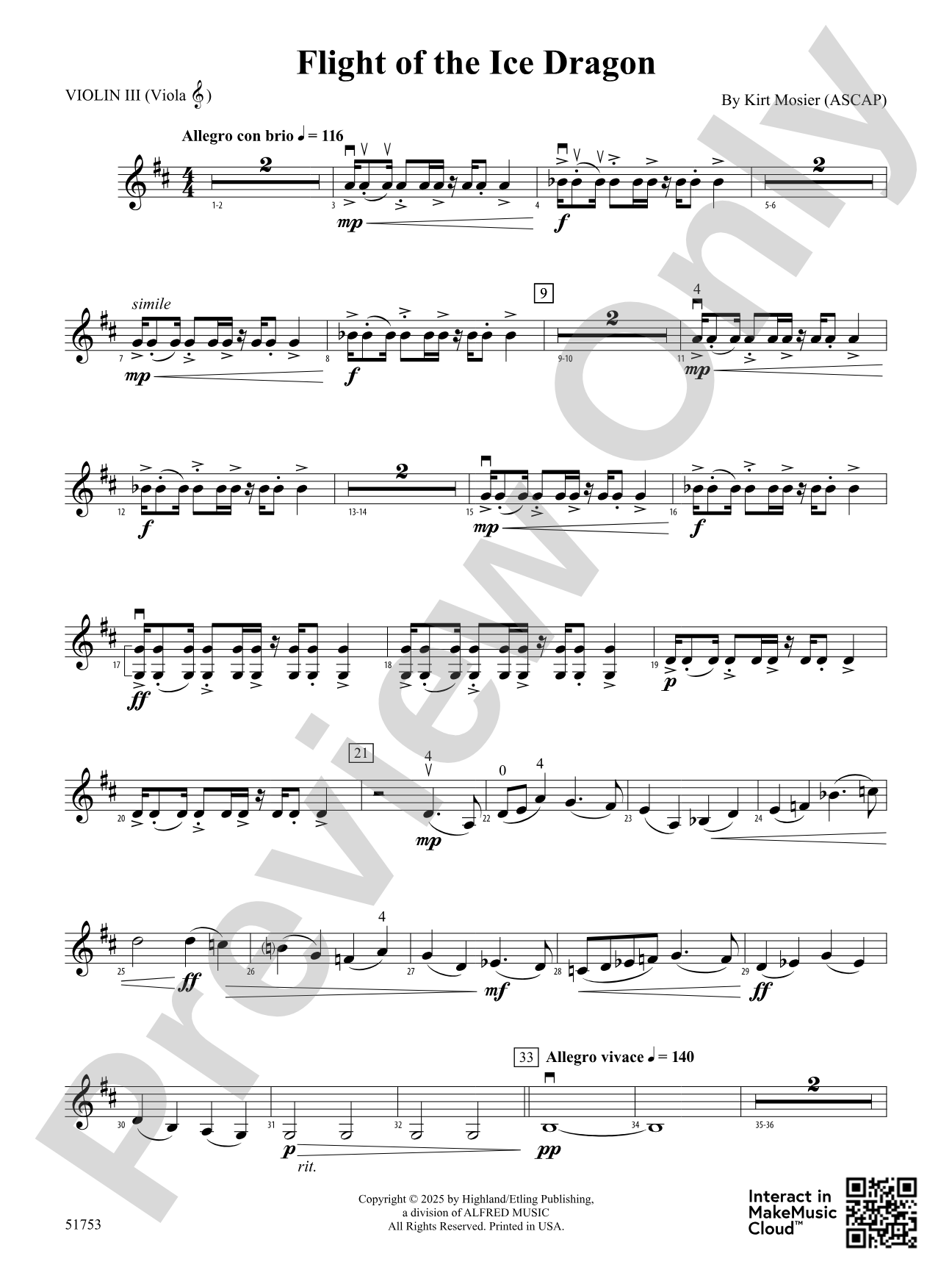Flight of the Ice Dragon: 3rd Violin (Viola [TC])