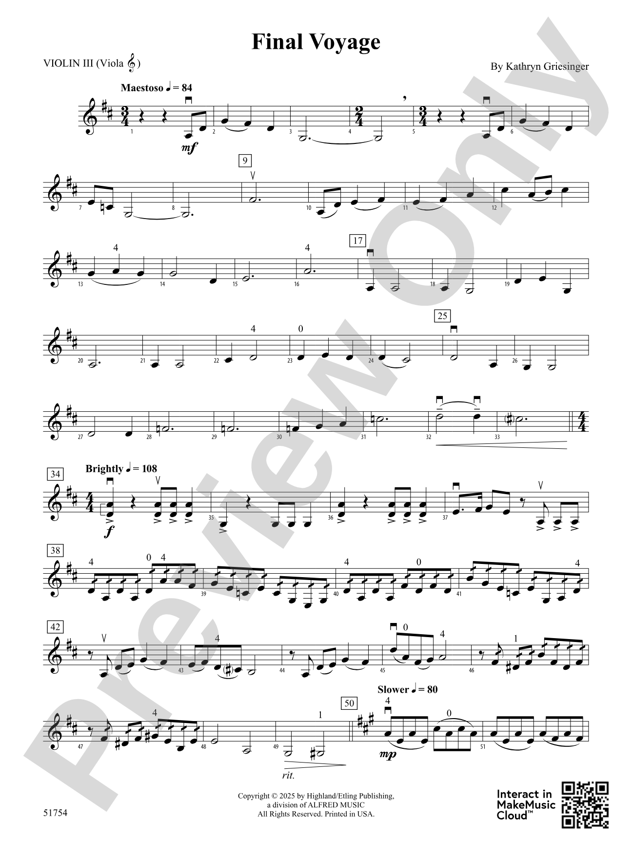 Final Voyage: 3rd Violin (Viola [TC])