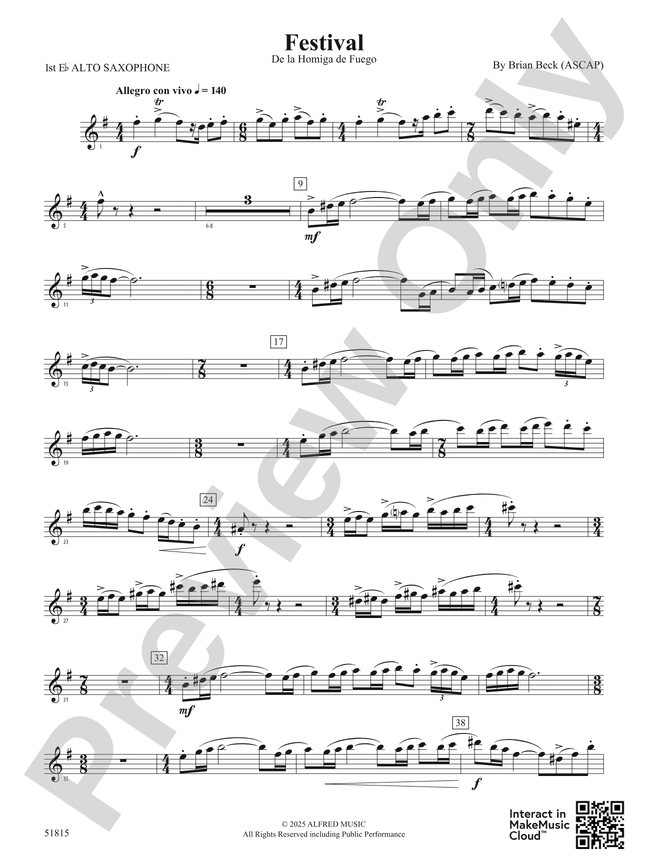 Festival: E-flat Alto Saxophone