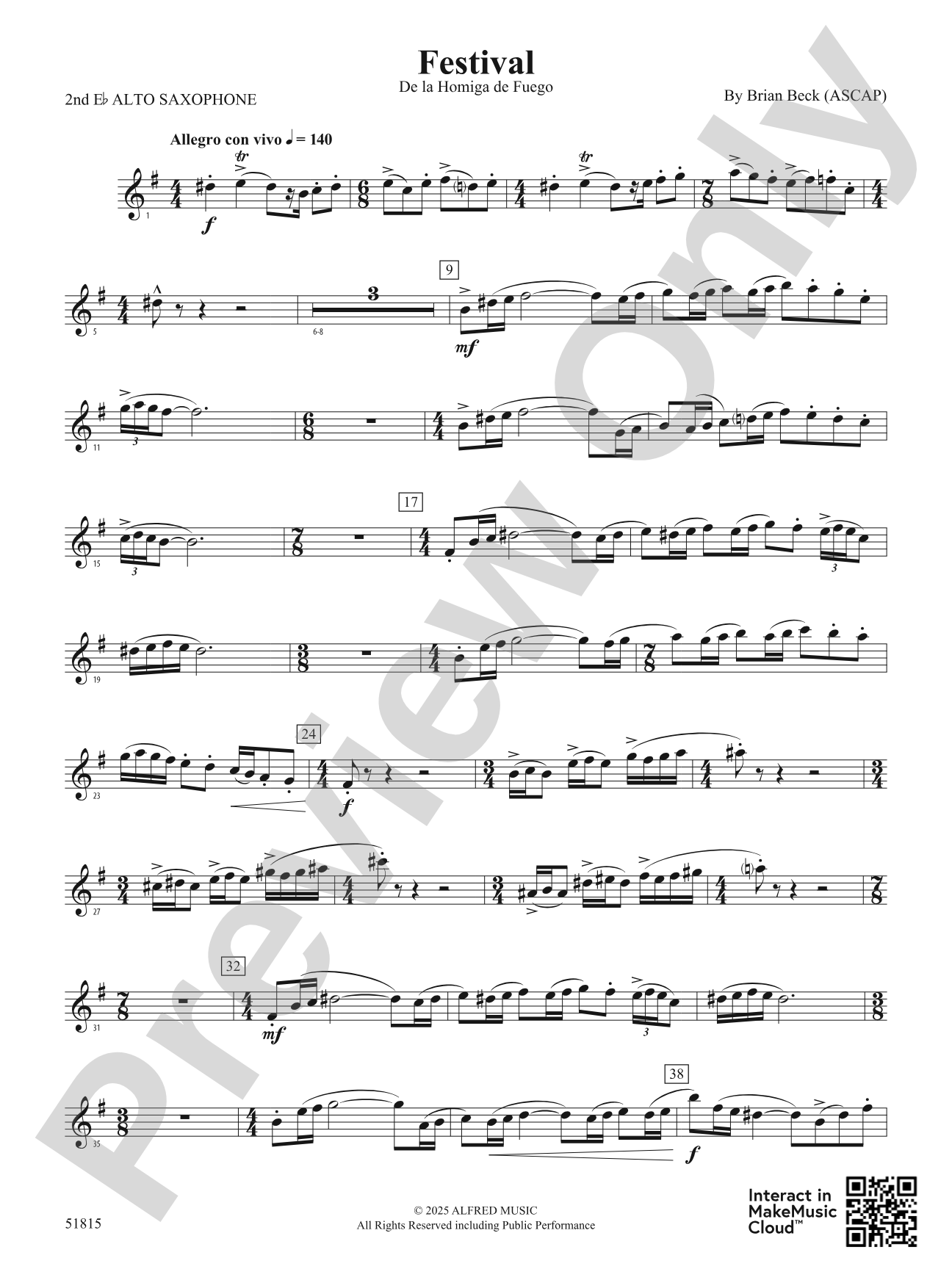 Festival: 2nd E-flat Alto Saxophone