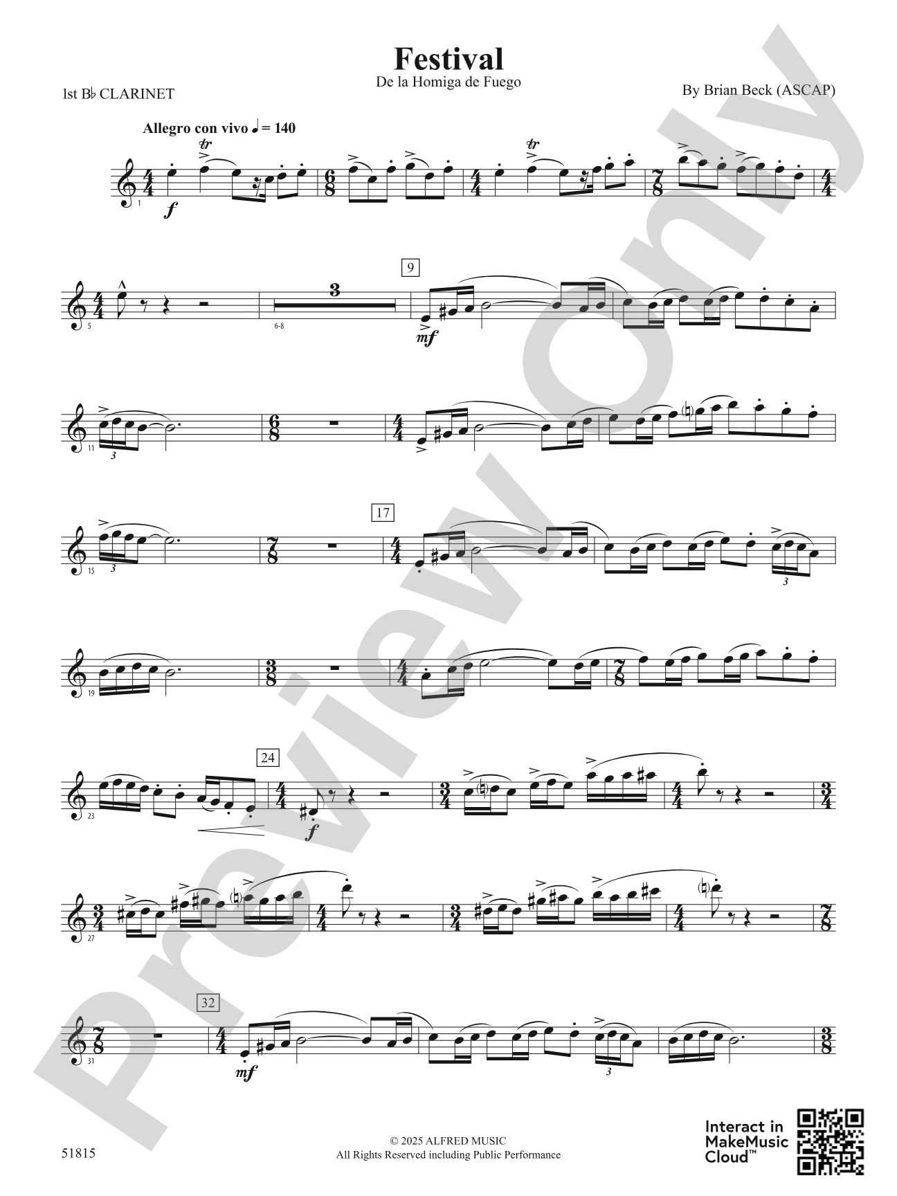 Festival: 1st B-flat Clarinet