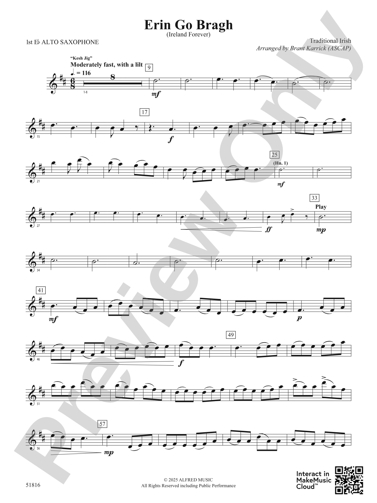 Erin Go Bragh: E-flat Alto Saxophone