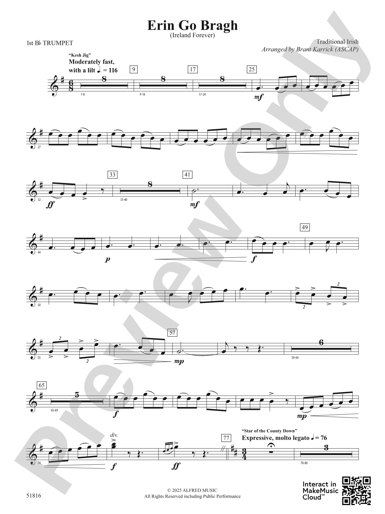 Erin Go Bragh: 1st B-flat Trumpet