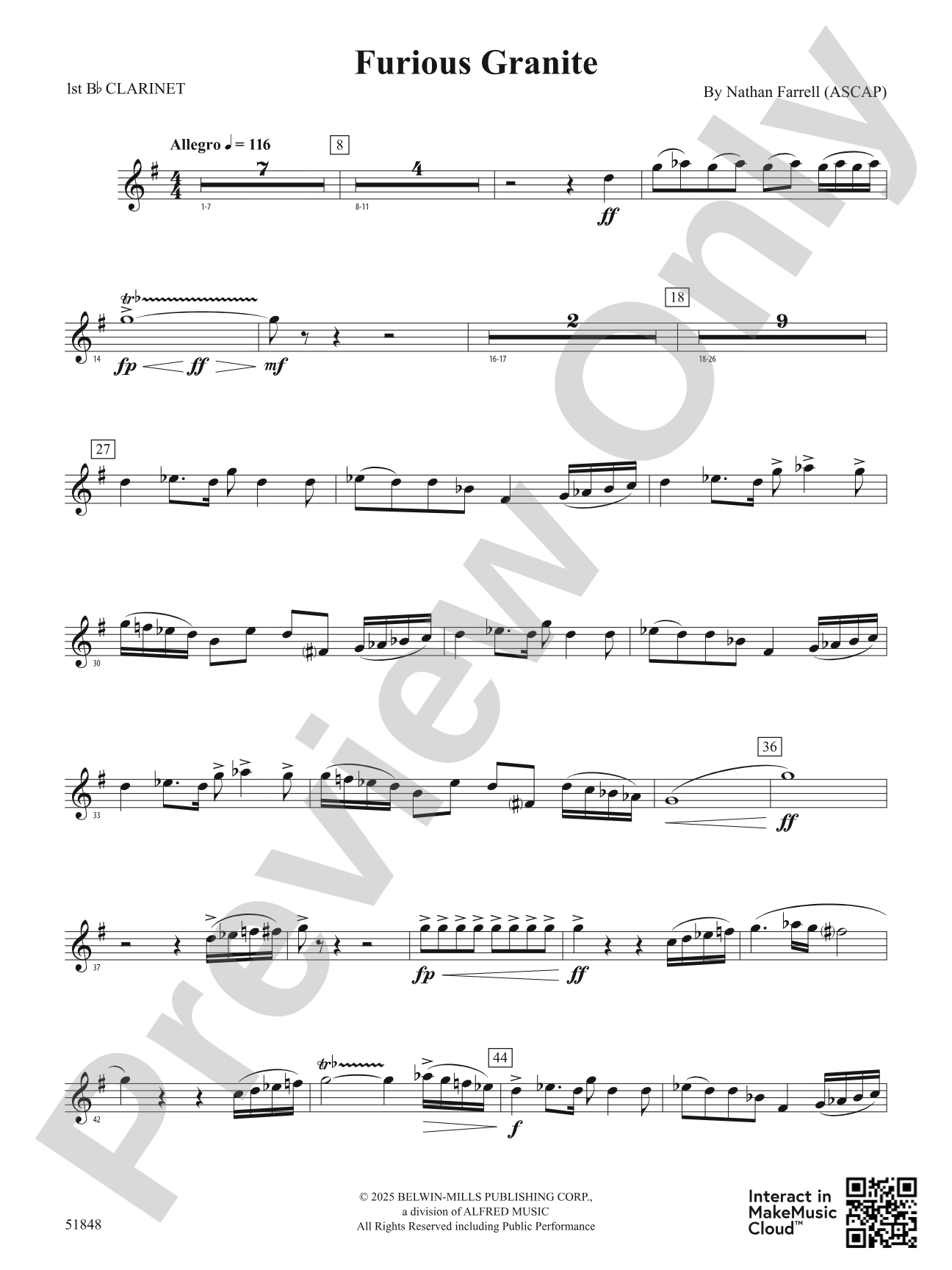 Furious Granite: 1st B-flat Clarinet