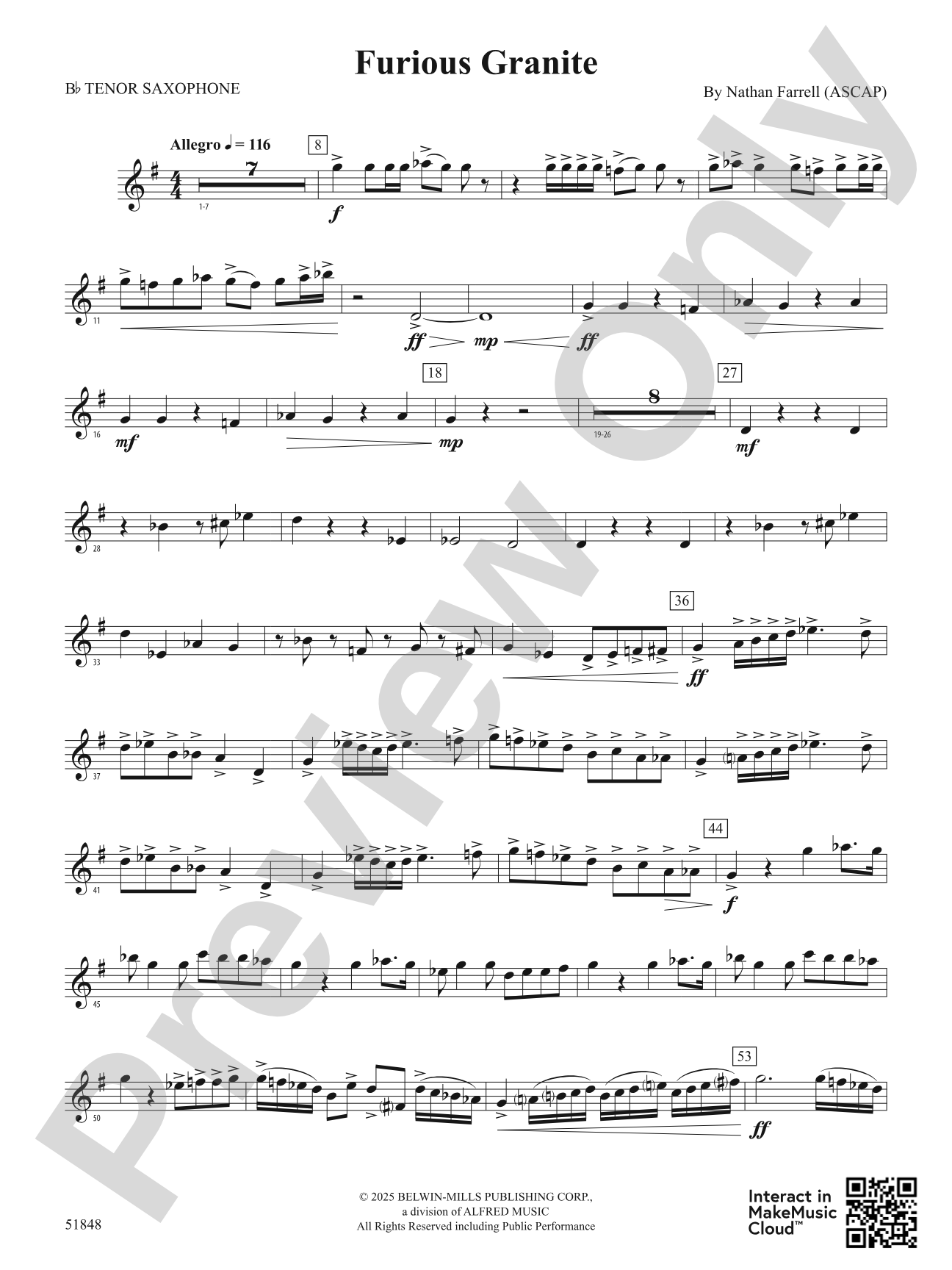 Furious Granite: B-flat Tenor Saxophone