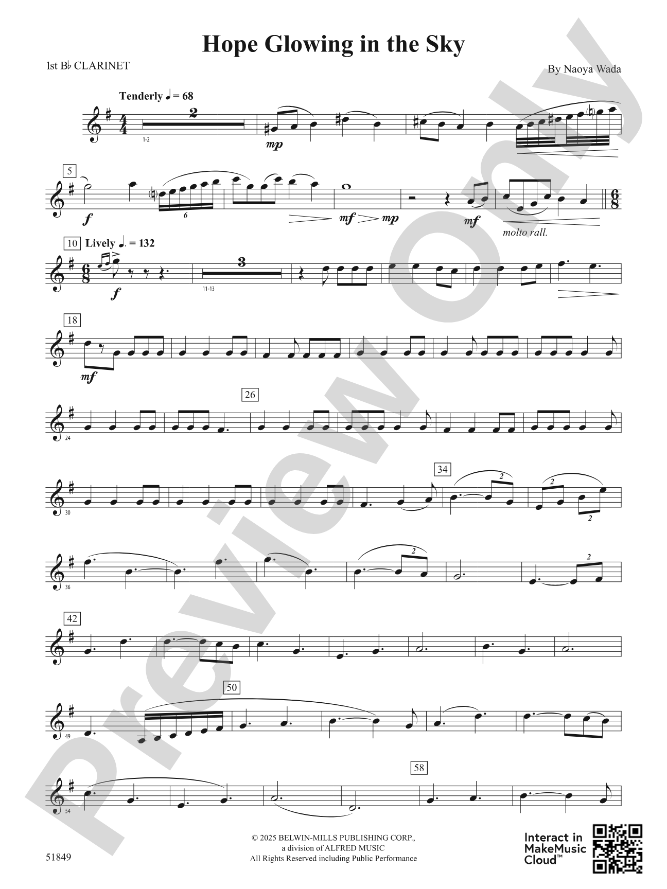 Hope Glowing in the Sky: 1st B-flat Clarinet