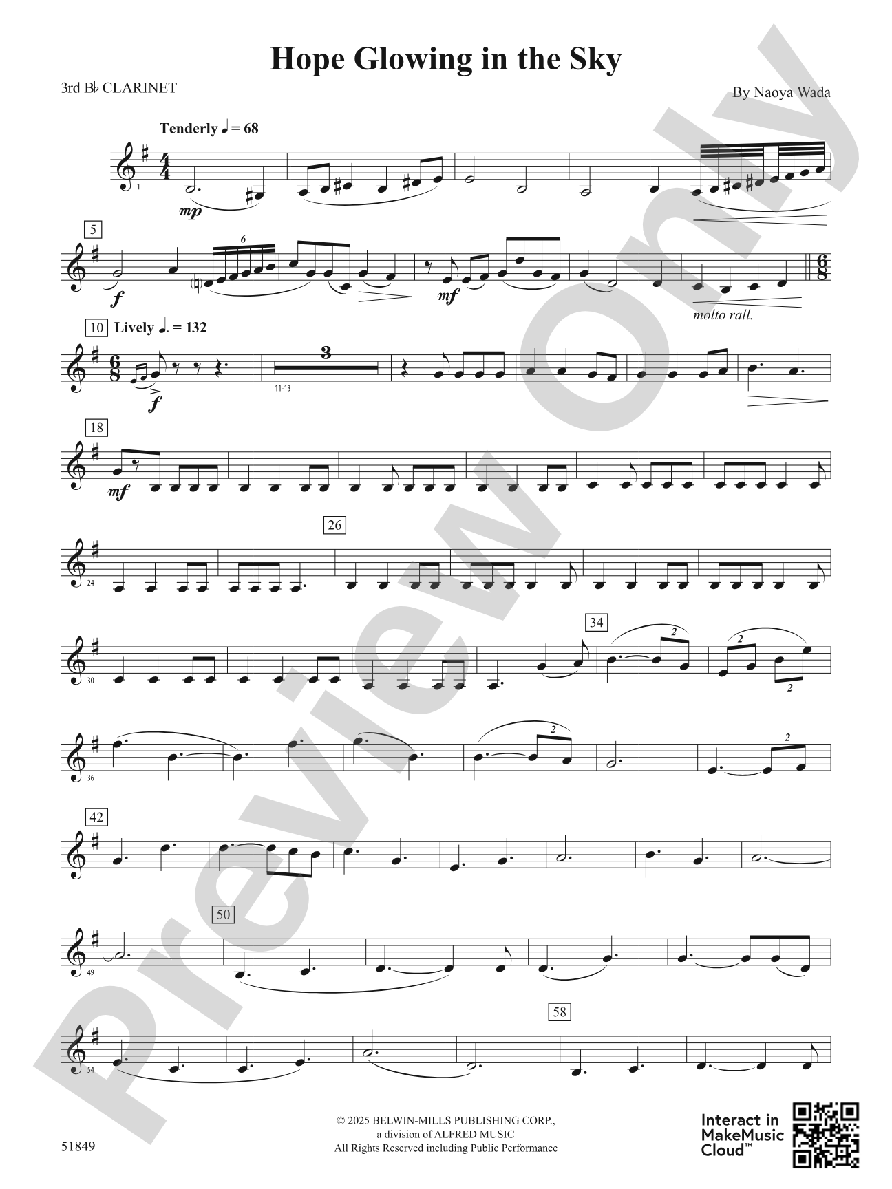 Hope Glowing in the Sky: 3rd B-flat Clarinet