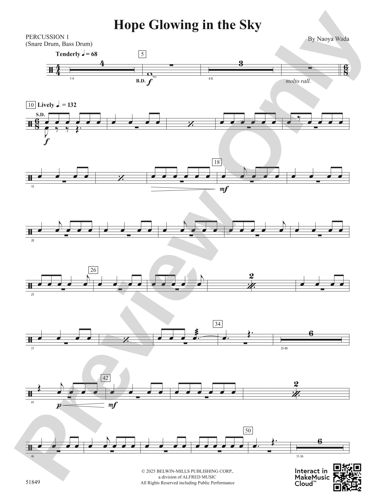 Hope Glowing in the Sky: 1st Percussion