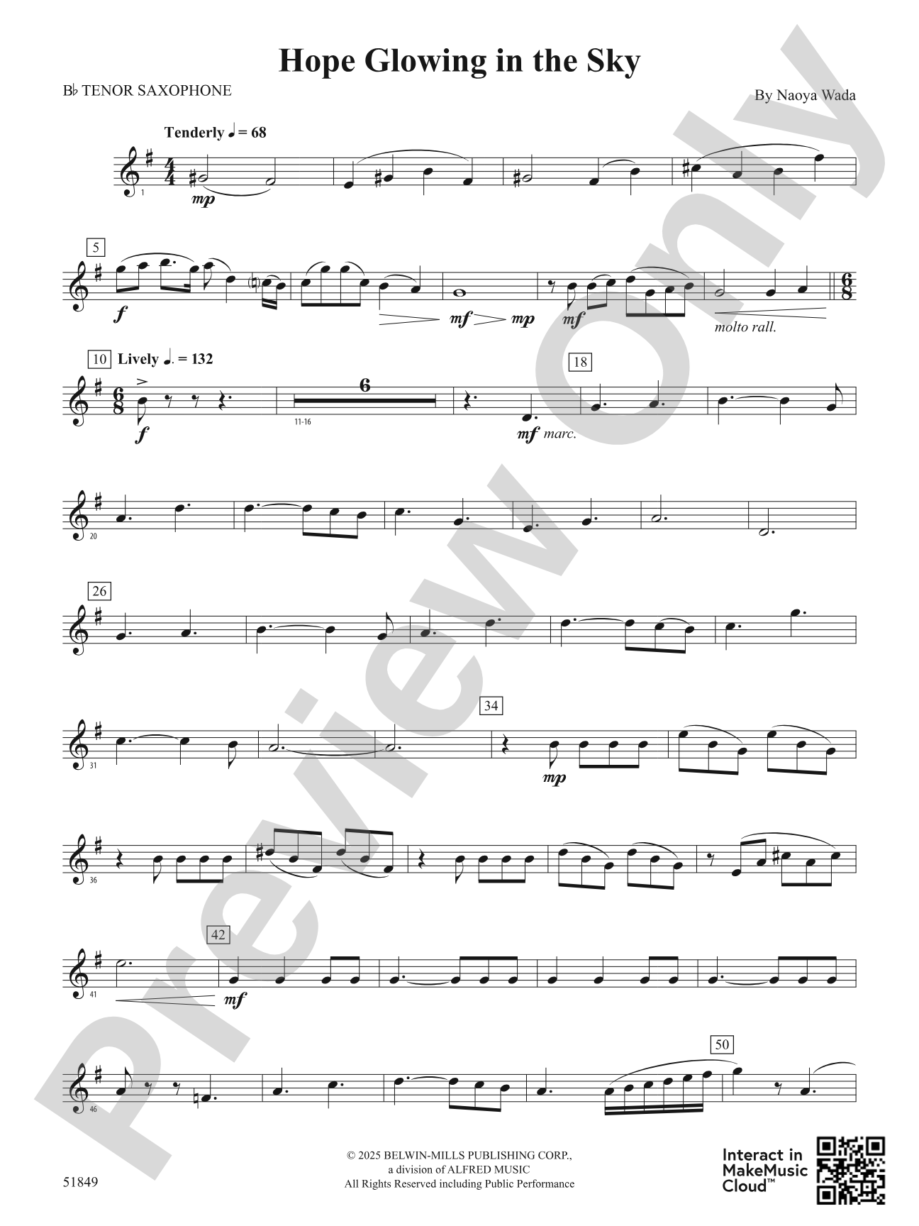 Hope Glowing in the Sky: B-flat Tenor Saxophone