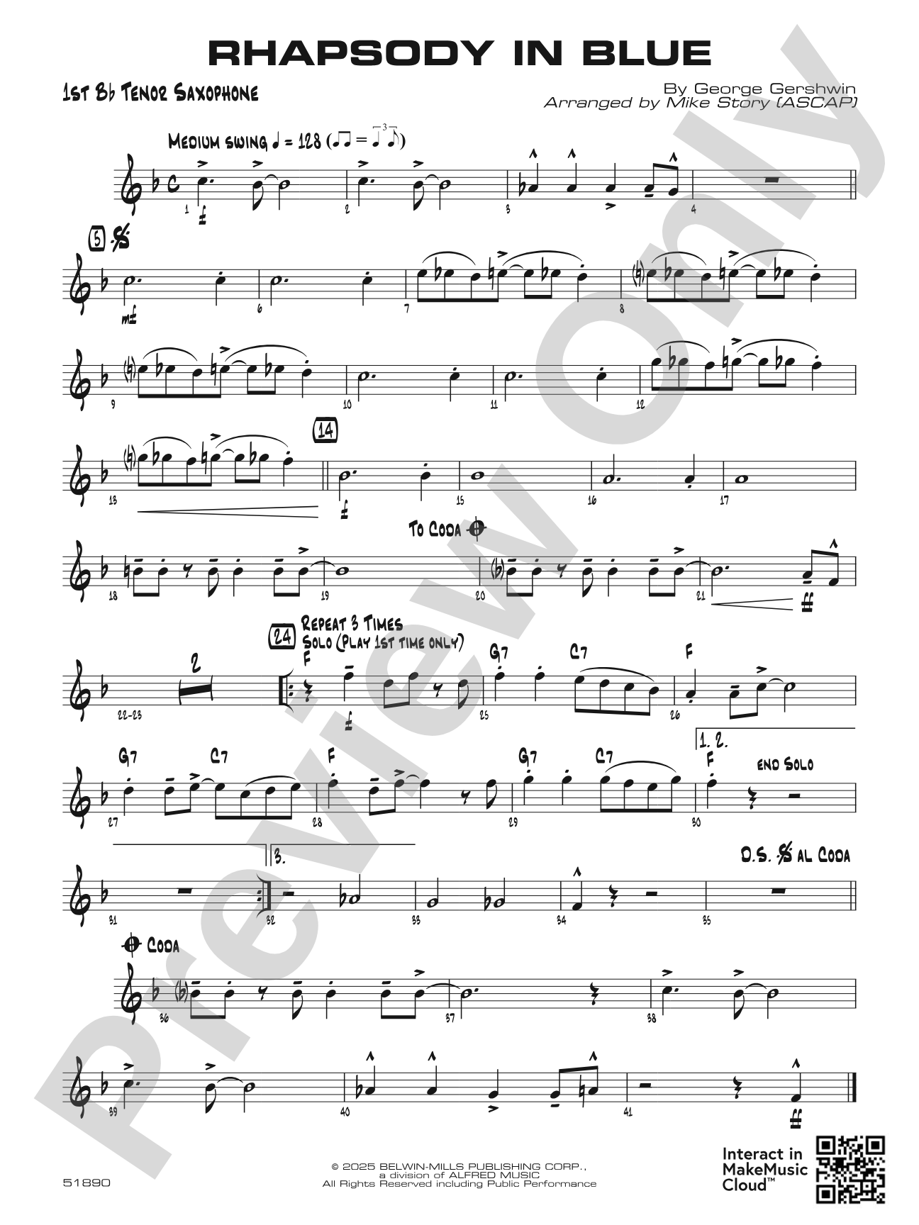 Rhapsody in Blue: B-flat Tenor Saxophone