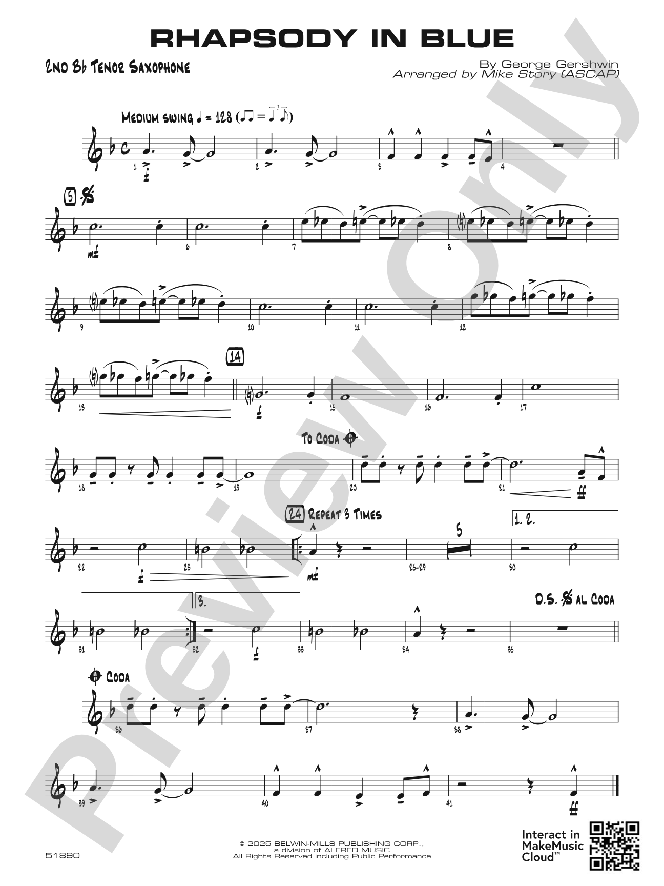 Rhapsody in Blue: 2nd B-flat Tenor Saxophone