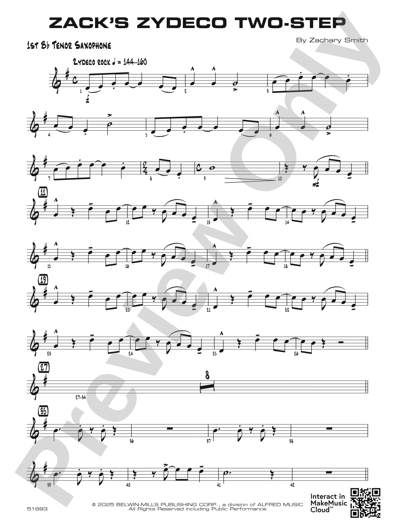 Zack's Zydeco Two-Step: B-flat Tenor Saxophone