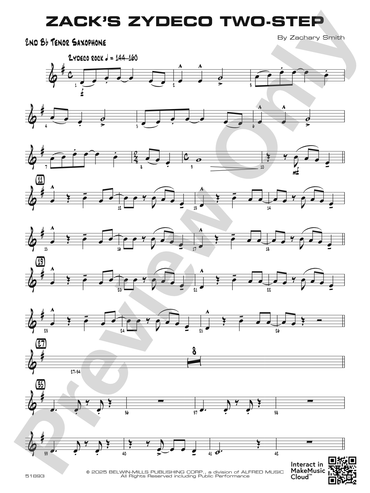 Zack's Zydeco Two-Step: 2nd B-flat Tenor Saxophone