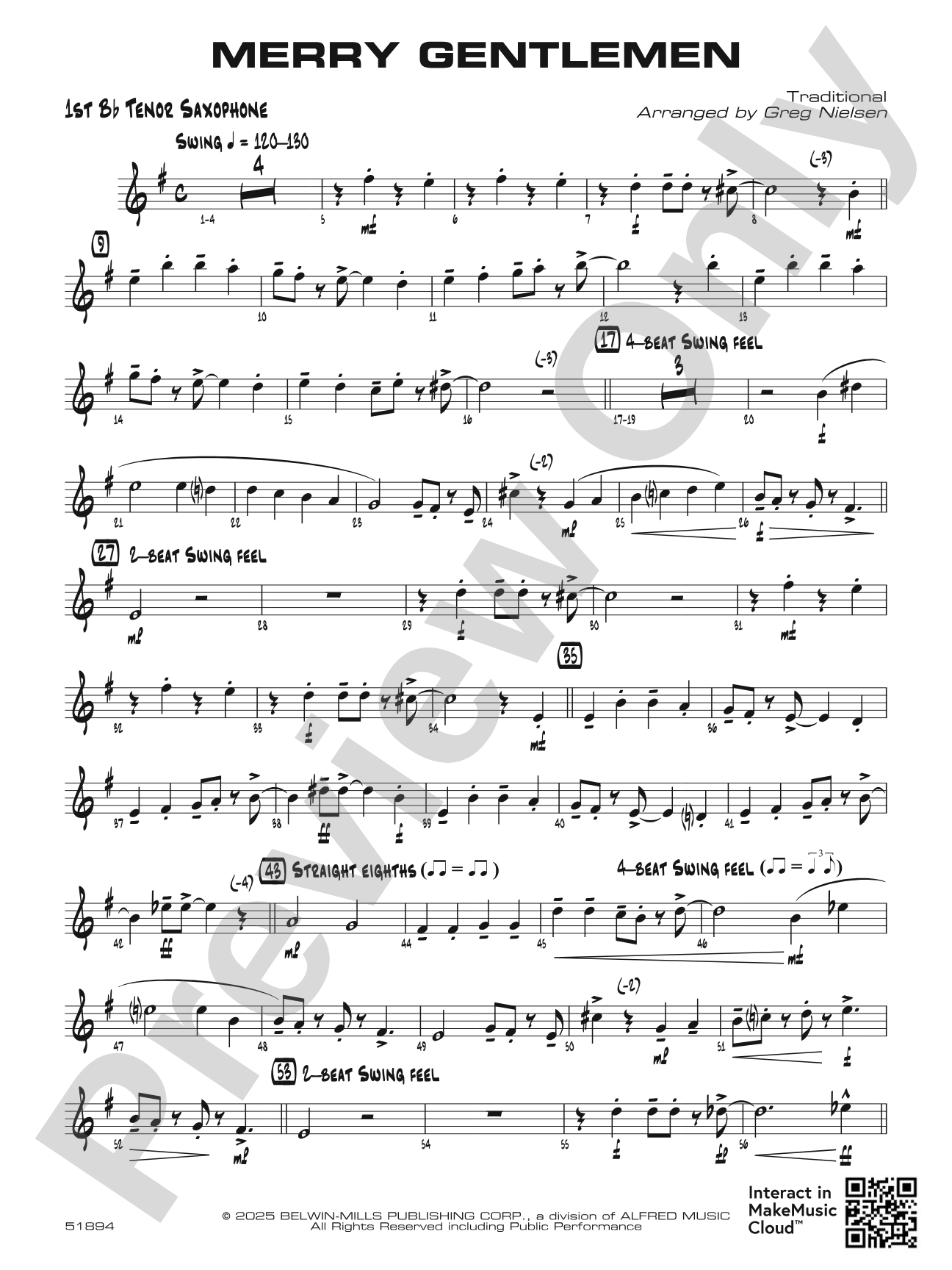 Merry Gentlemen: B-flat Tenor Saxophone