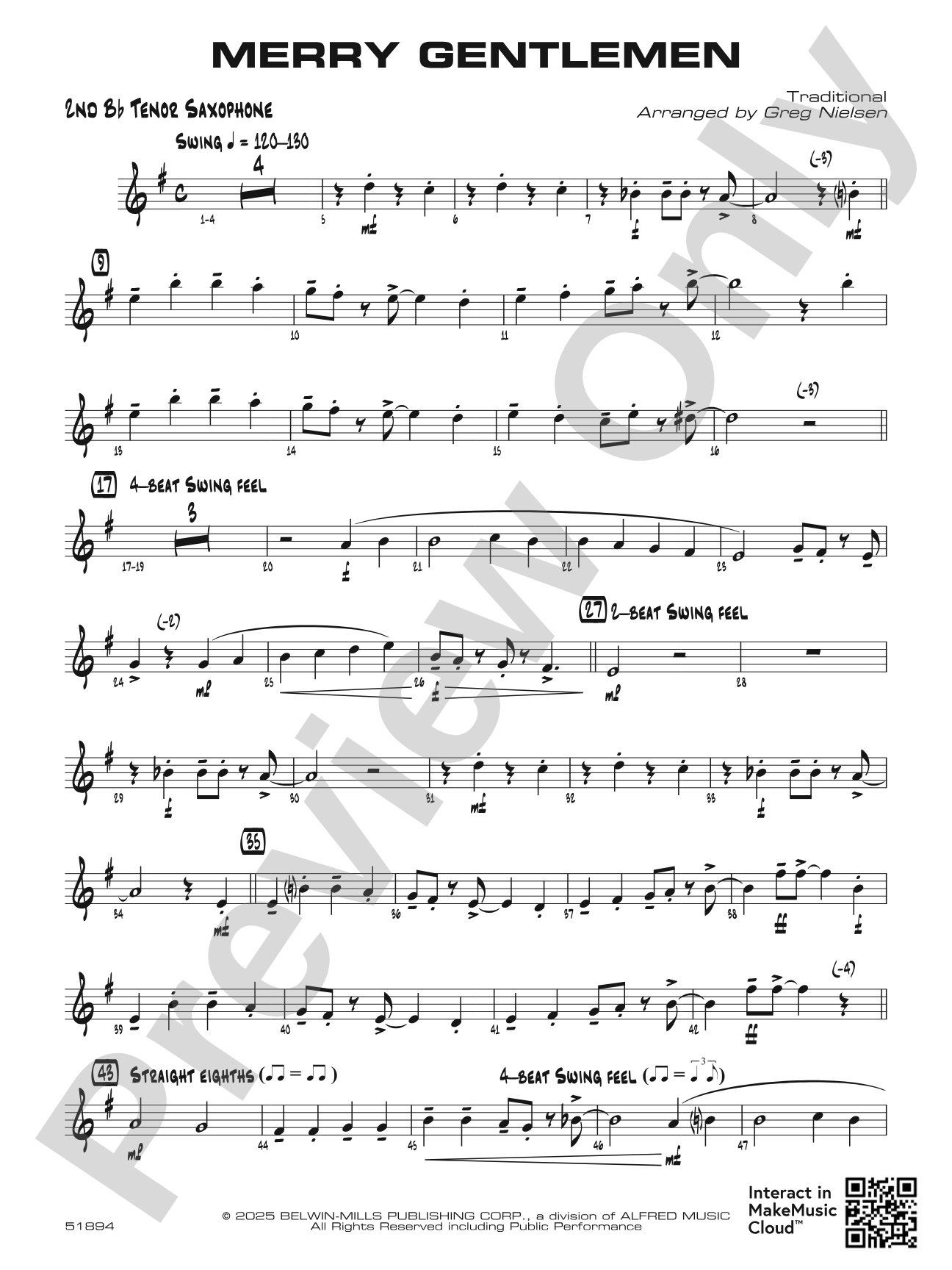 Merry Gentlemen: 2nd B-flat Tenor Saxophone