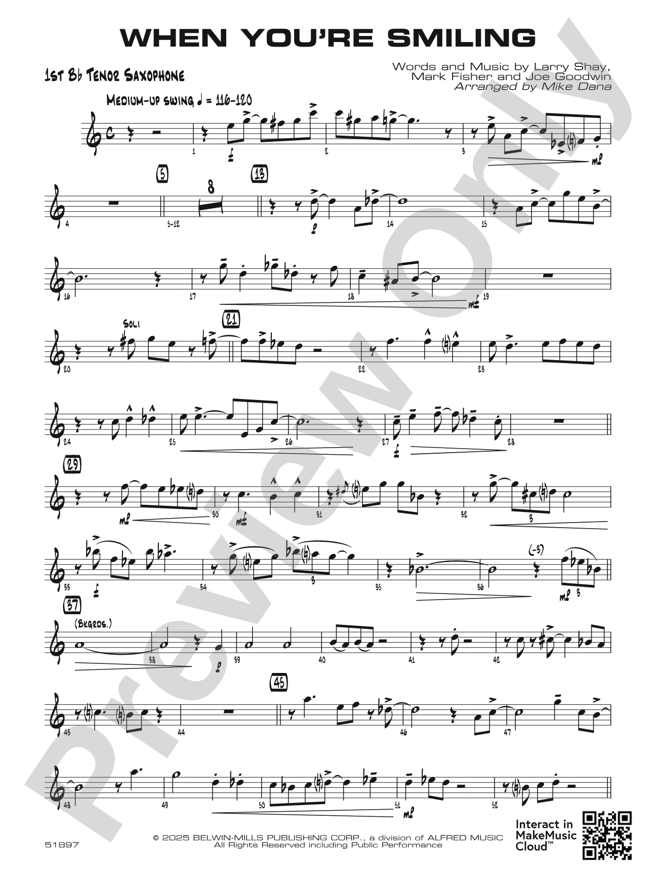 When You're Smiling: B-flat Tenor Saxophone