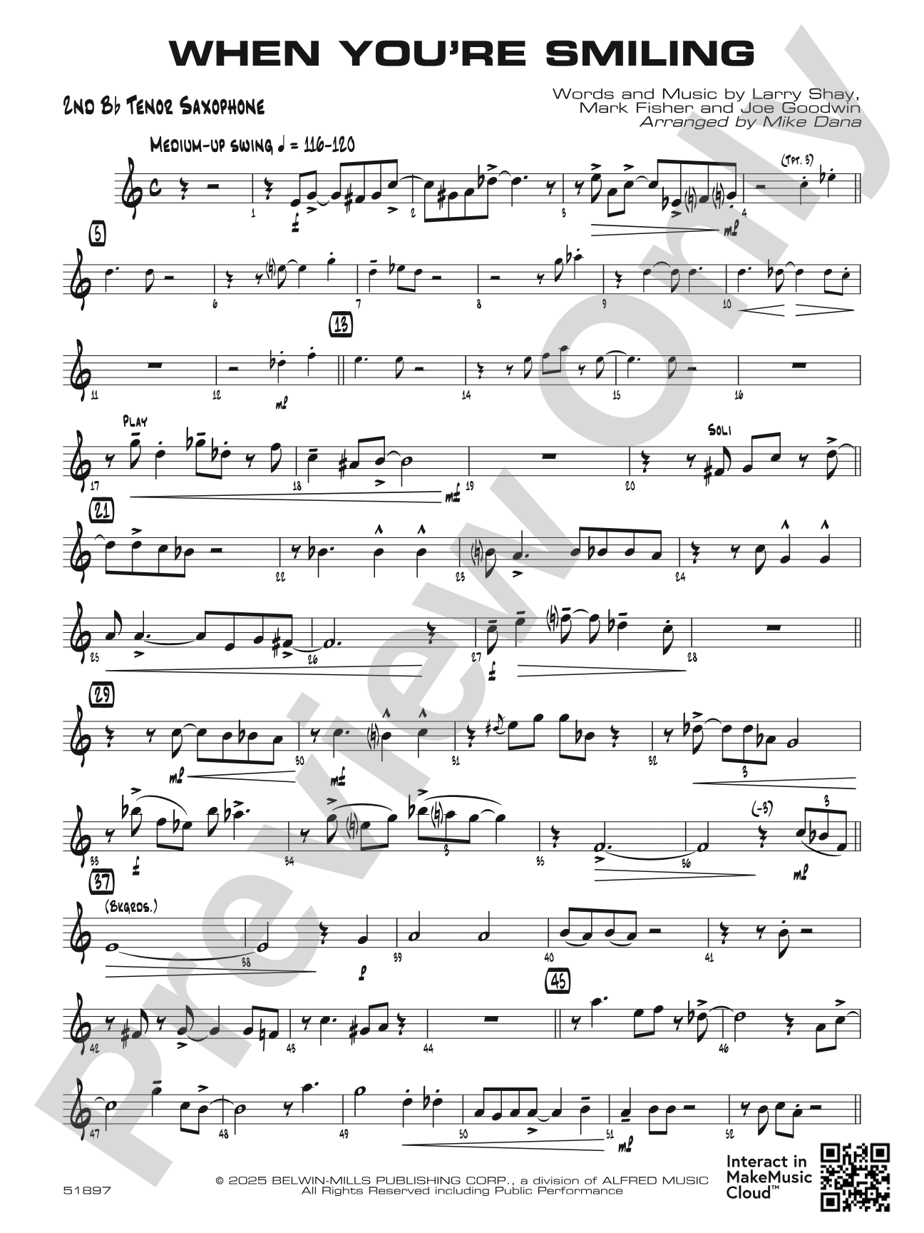 When You're Smiling: 2nd B-flat Tenor Saxophone