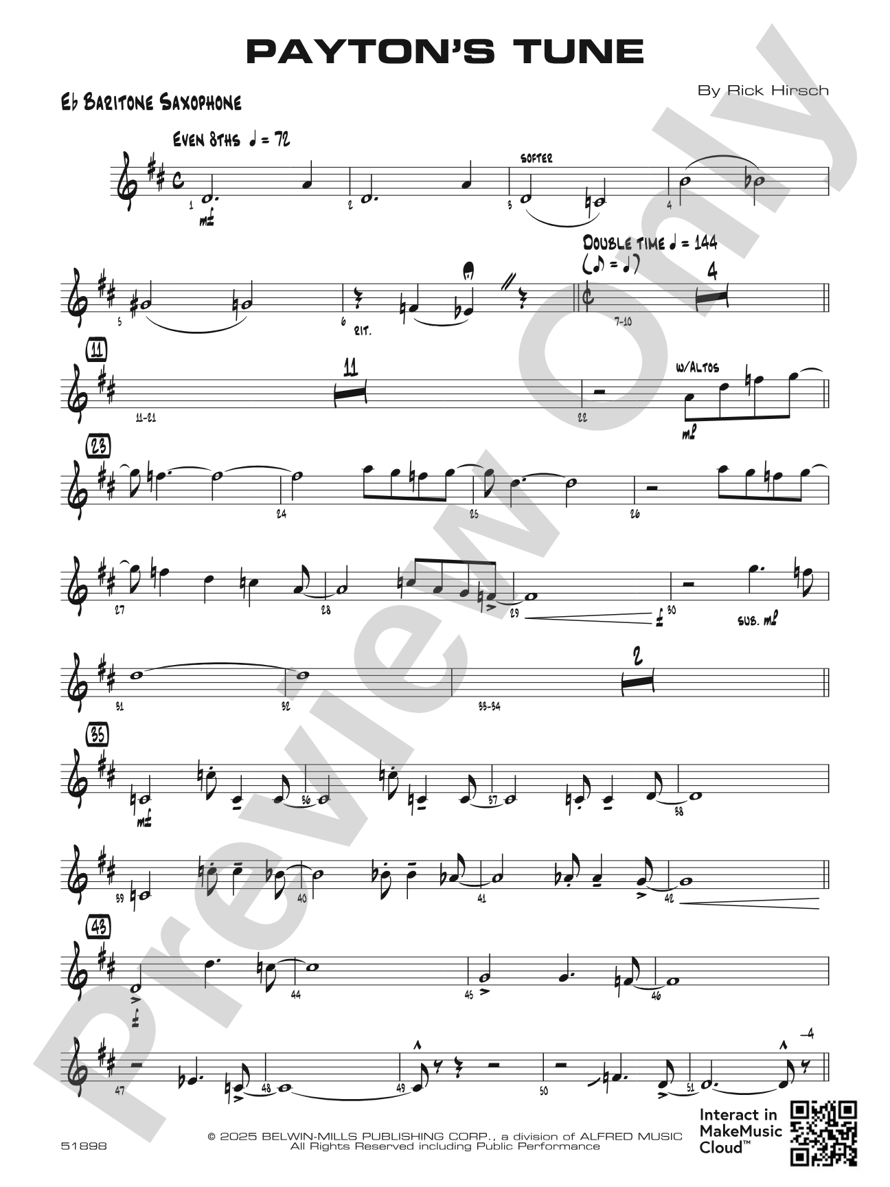 Payton's Tune: E-flat Baritone Saxophone