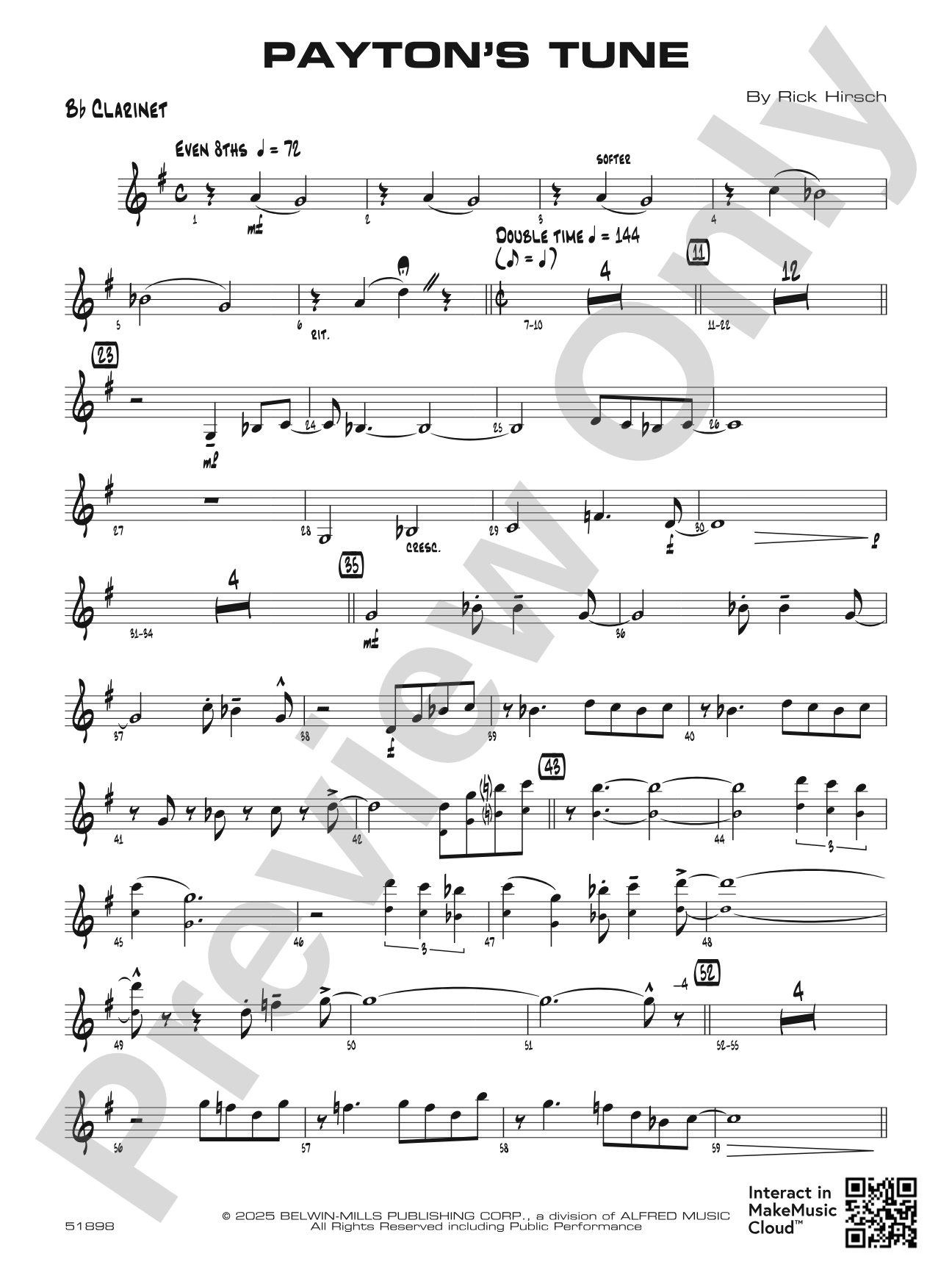 Payton's Tune: 1st B-flat Clarinet