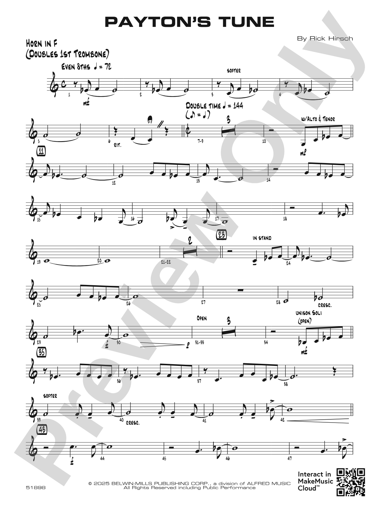 Payton's Tune: 1st F Horn