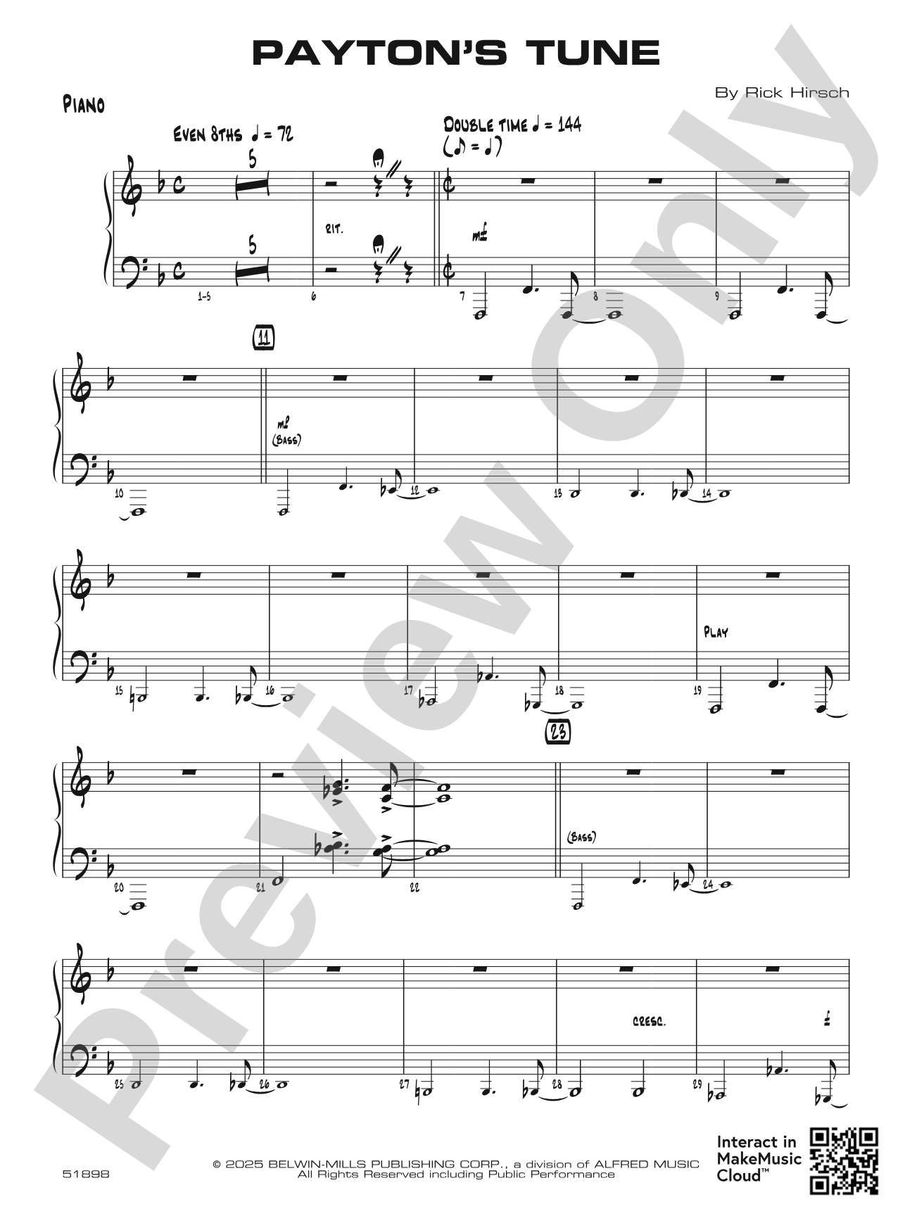 Payton's Tune: Piano Accompaniment