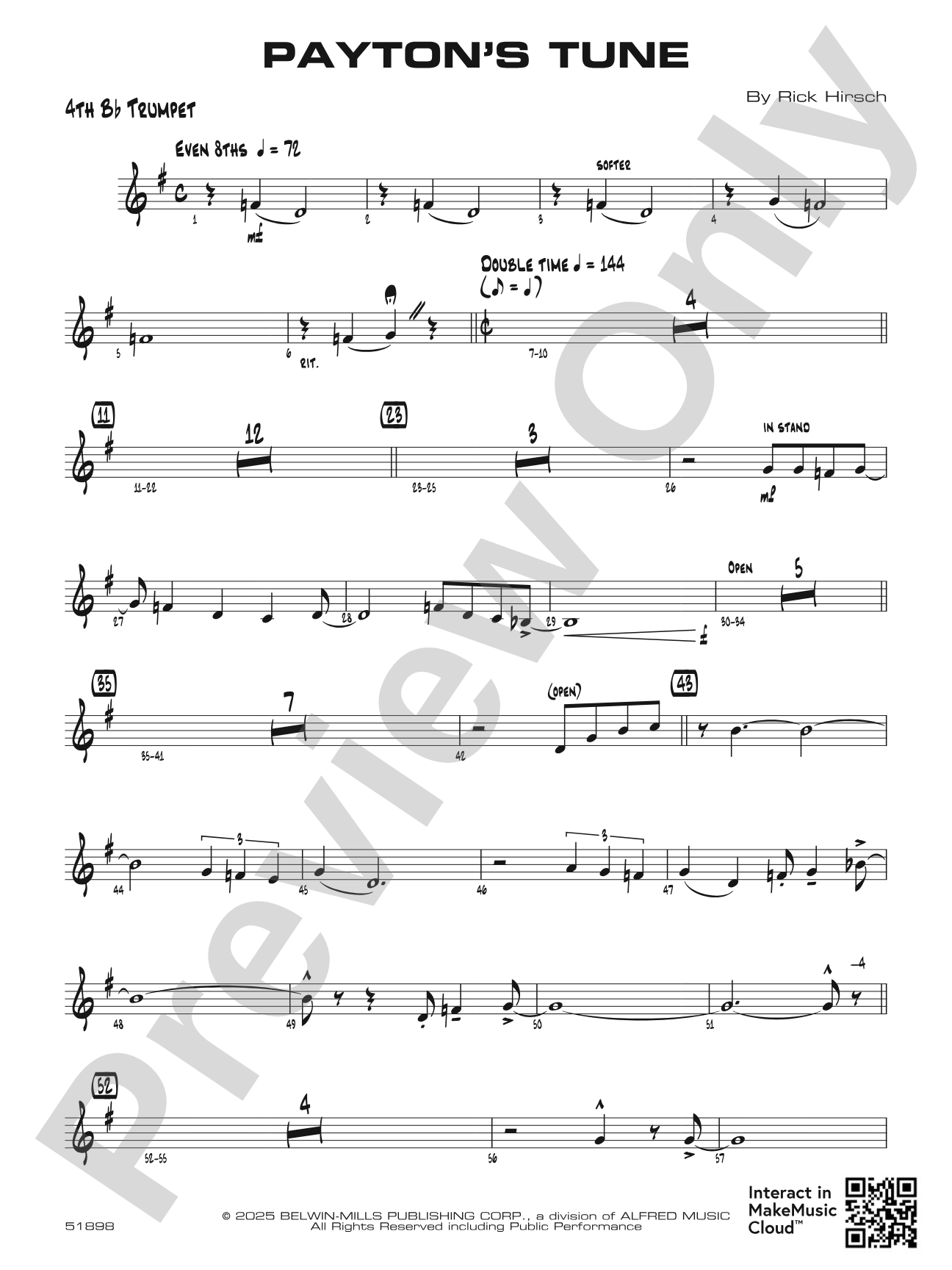 Payton's Tune: 4th B-flat Trumpet