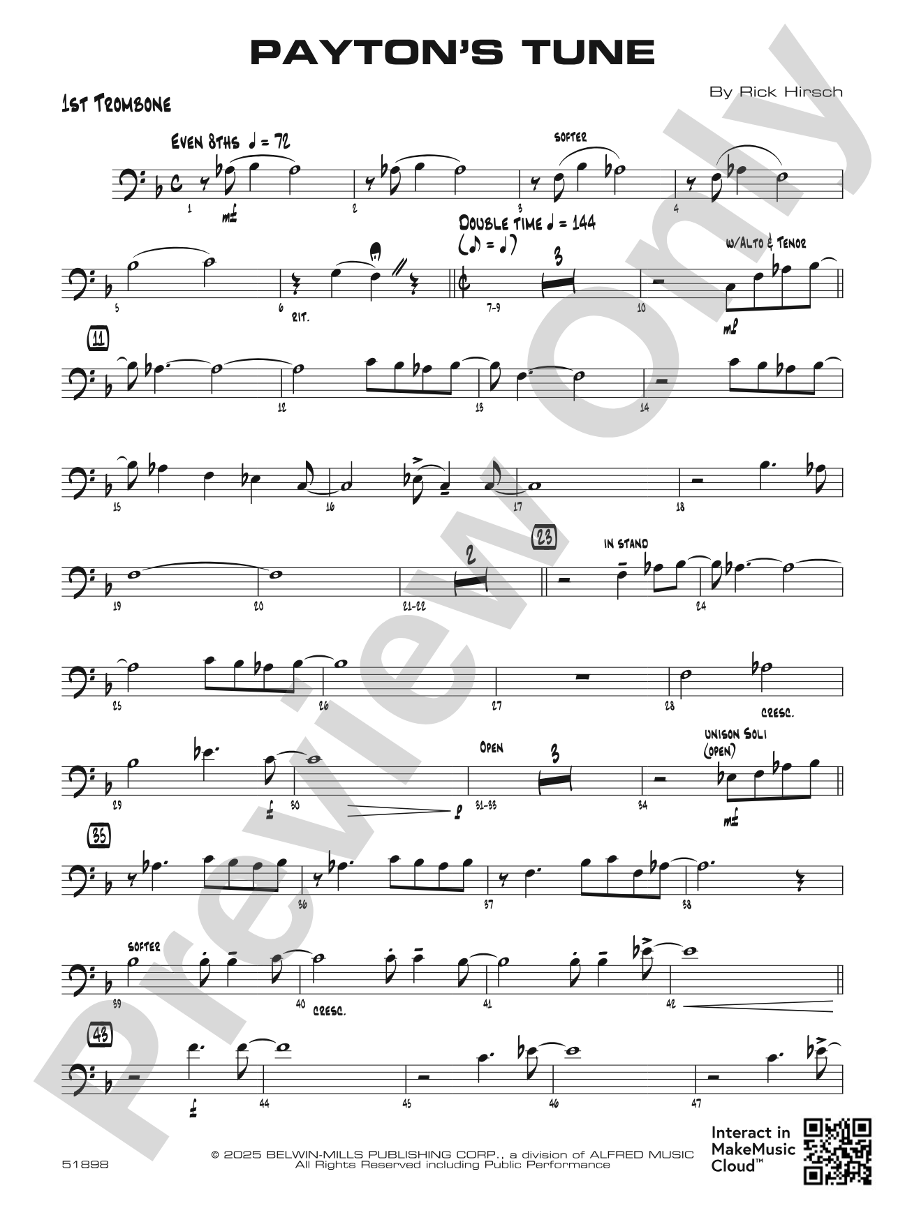 Payton's Tune: 1st Trombone