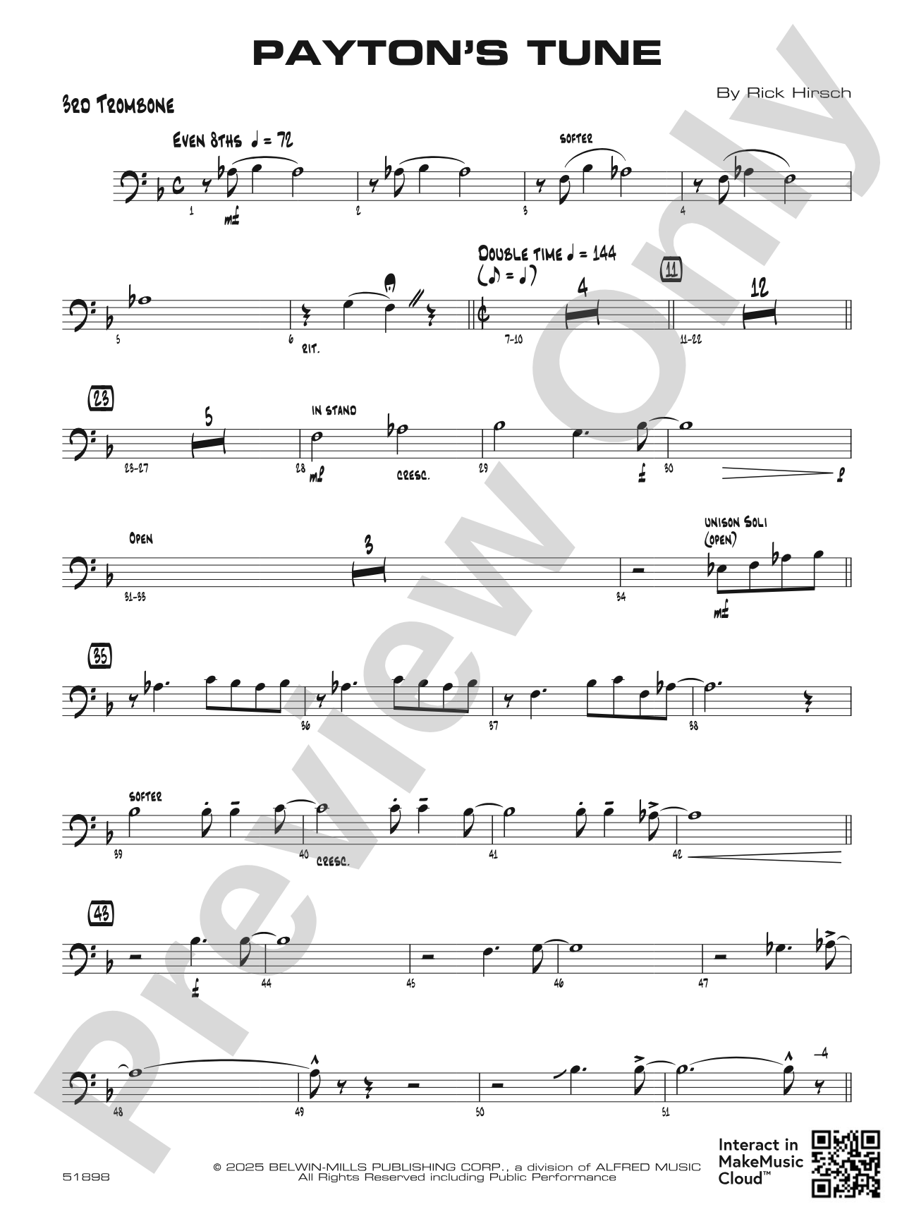 Payton's Tune: 3rd Trombone