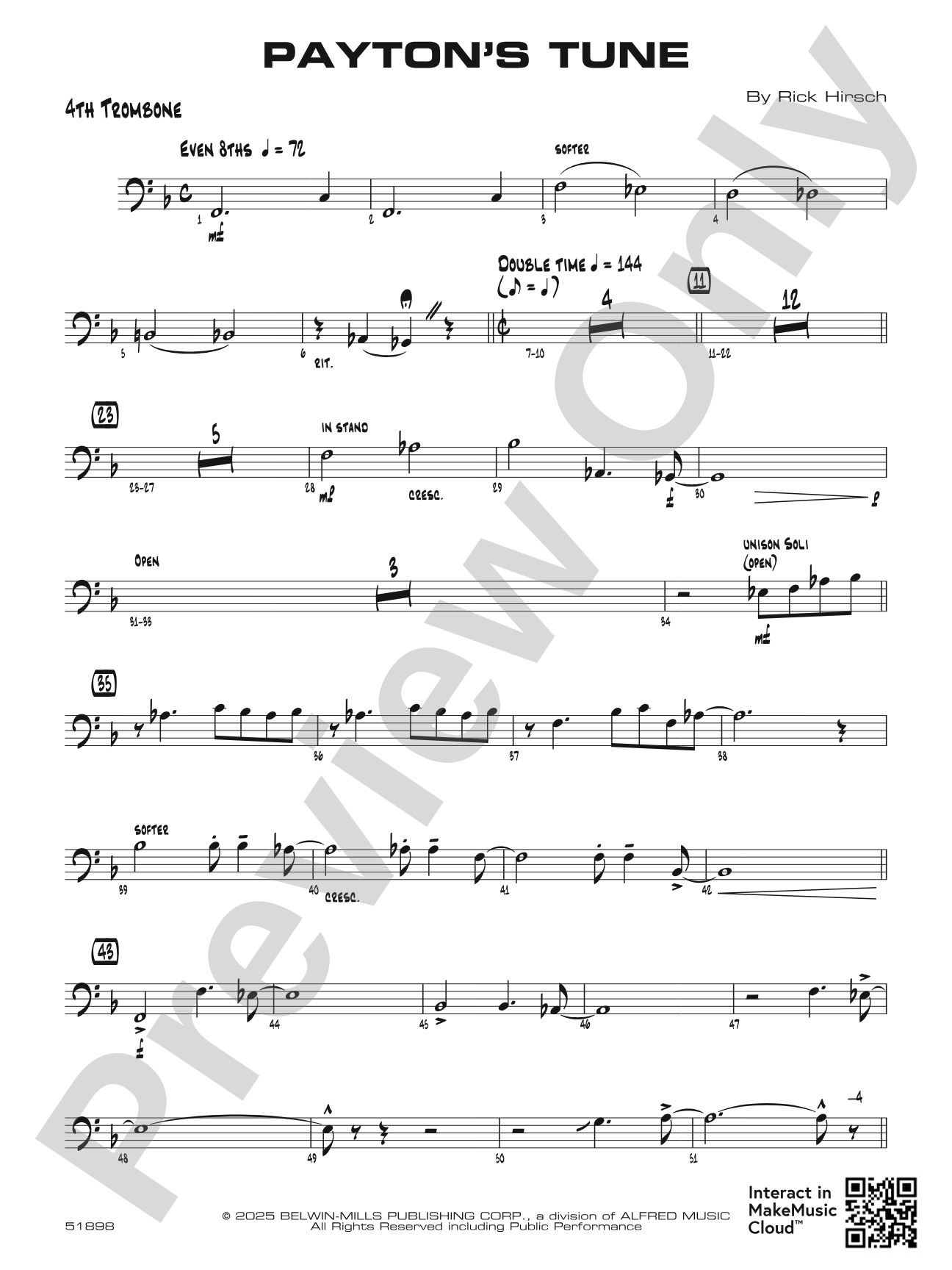Payton's Tune: 4th Trombone