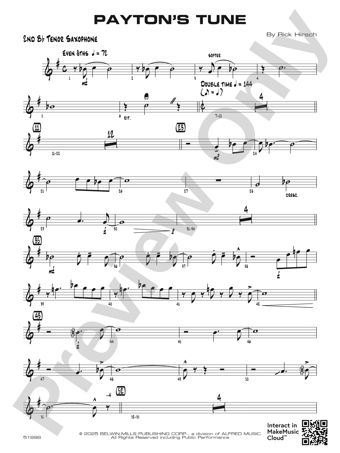 Payton's Tune: 2nd B-flat Tenor Saxophone