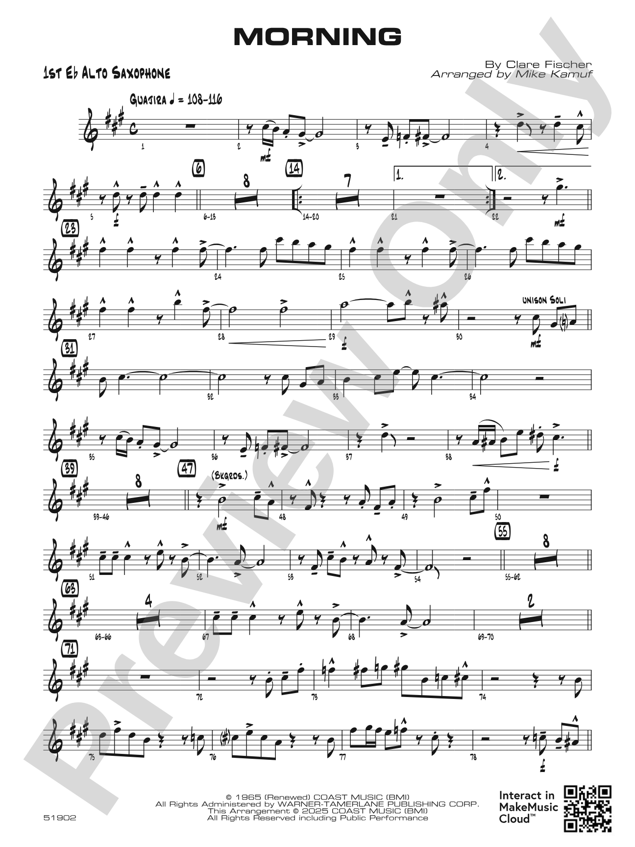 Morning: E-flat Alto Saxophone